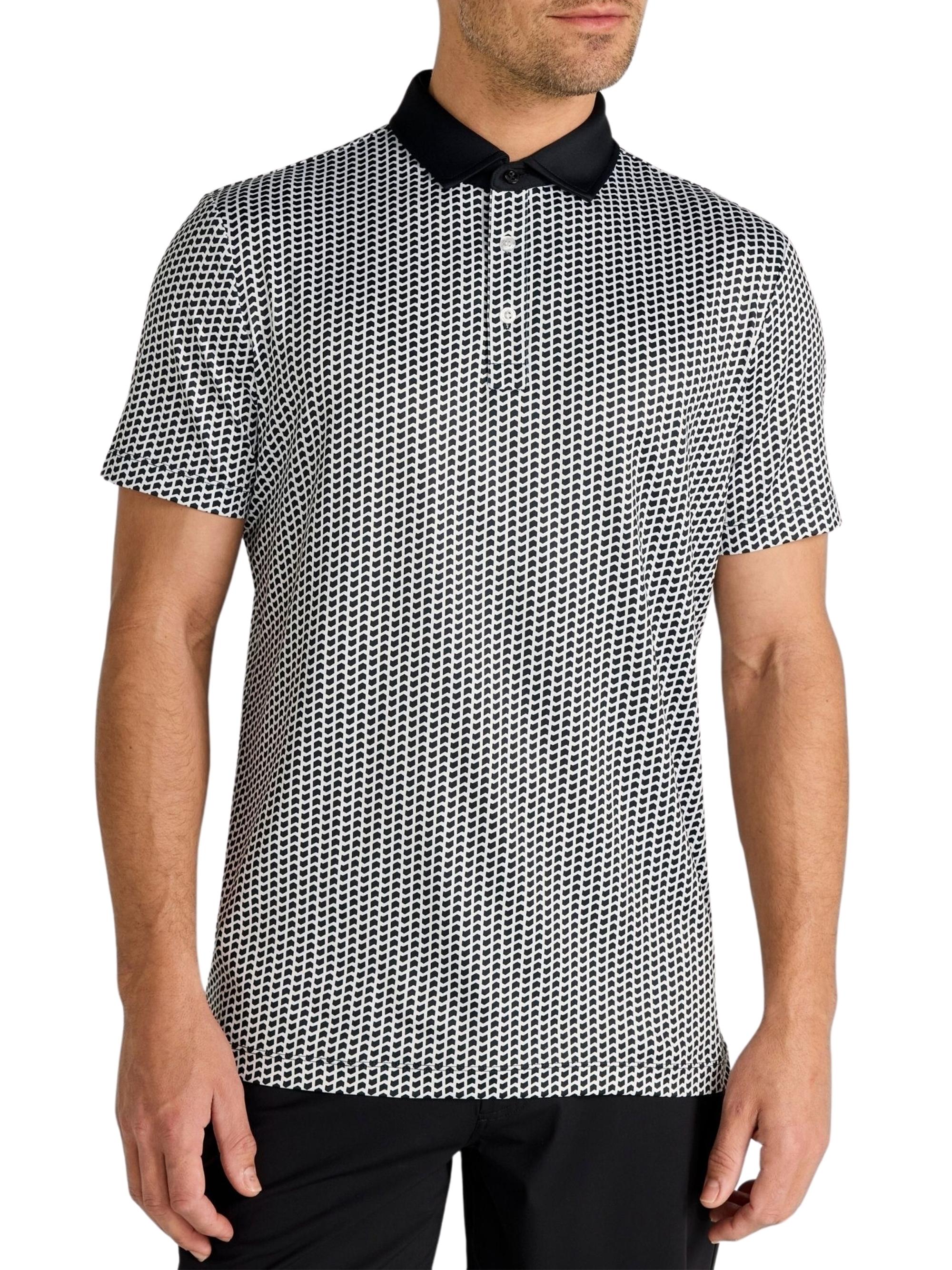 Redvanly Men's Graine Geometric Polo Shirt - Tuxedo