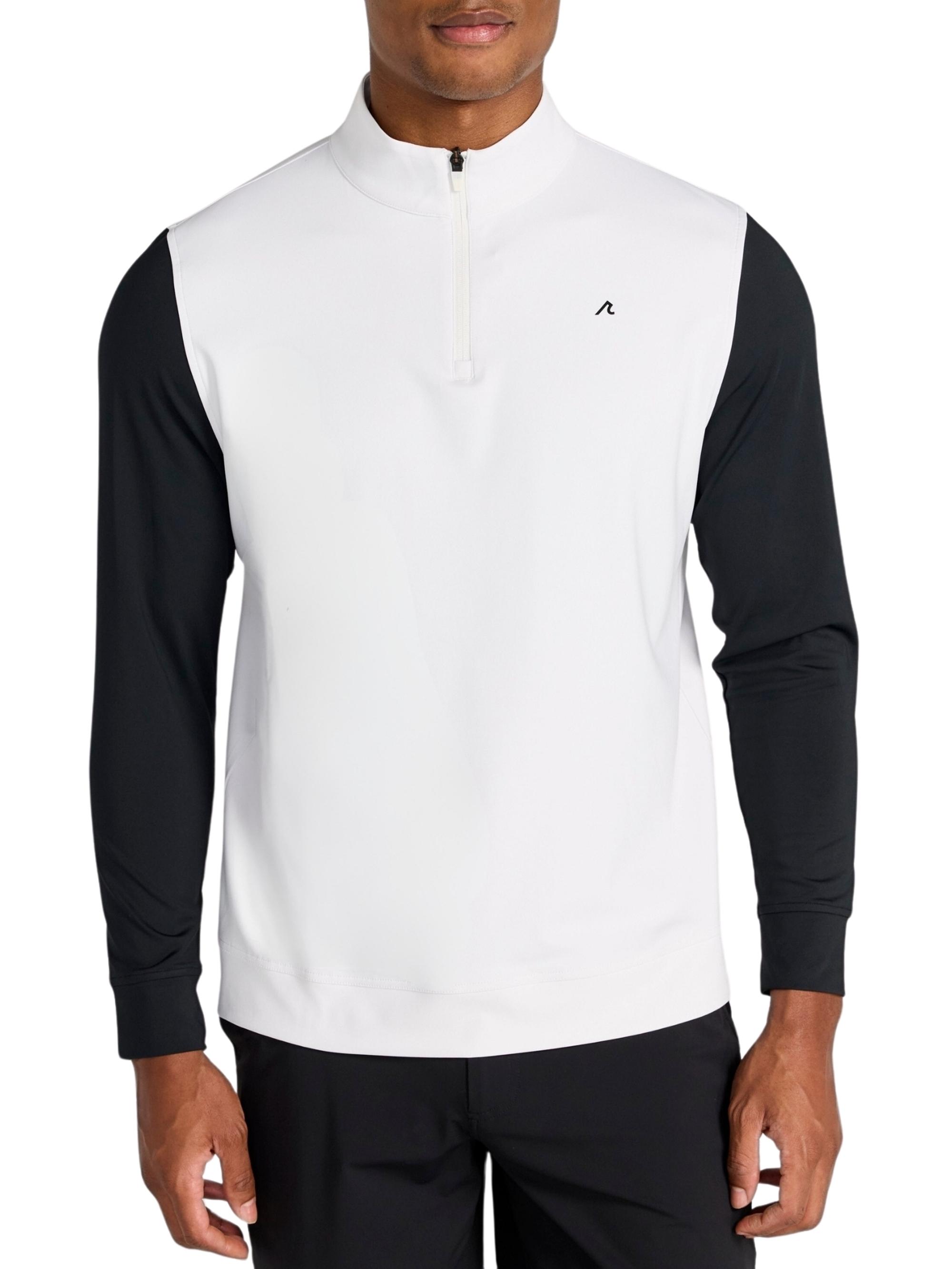 Redvanly Men's Parc Colorblocked Stretch-Knit Quarter-Zip Top - Bright White