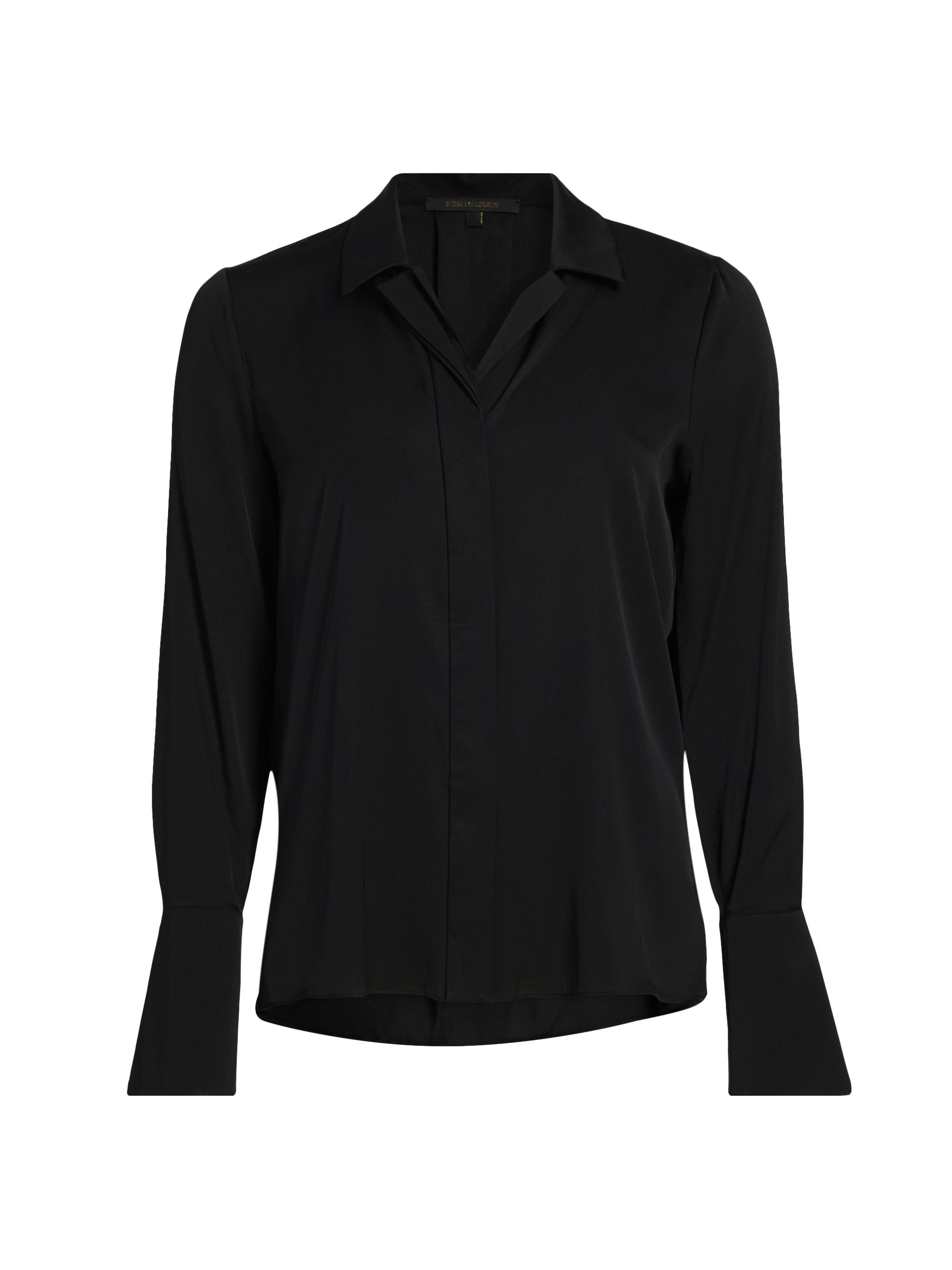 Kobi Halperin Women's Silk Button-Front Shirt Blouse - Black