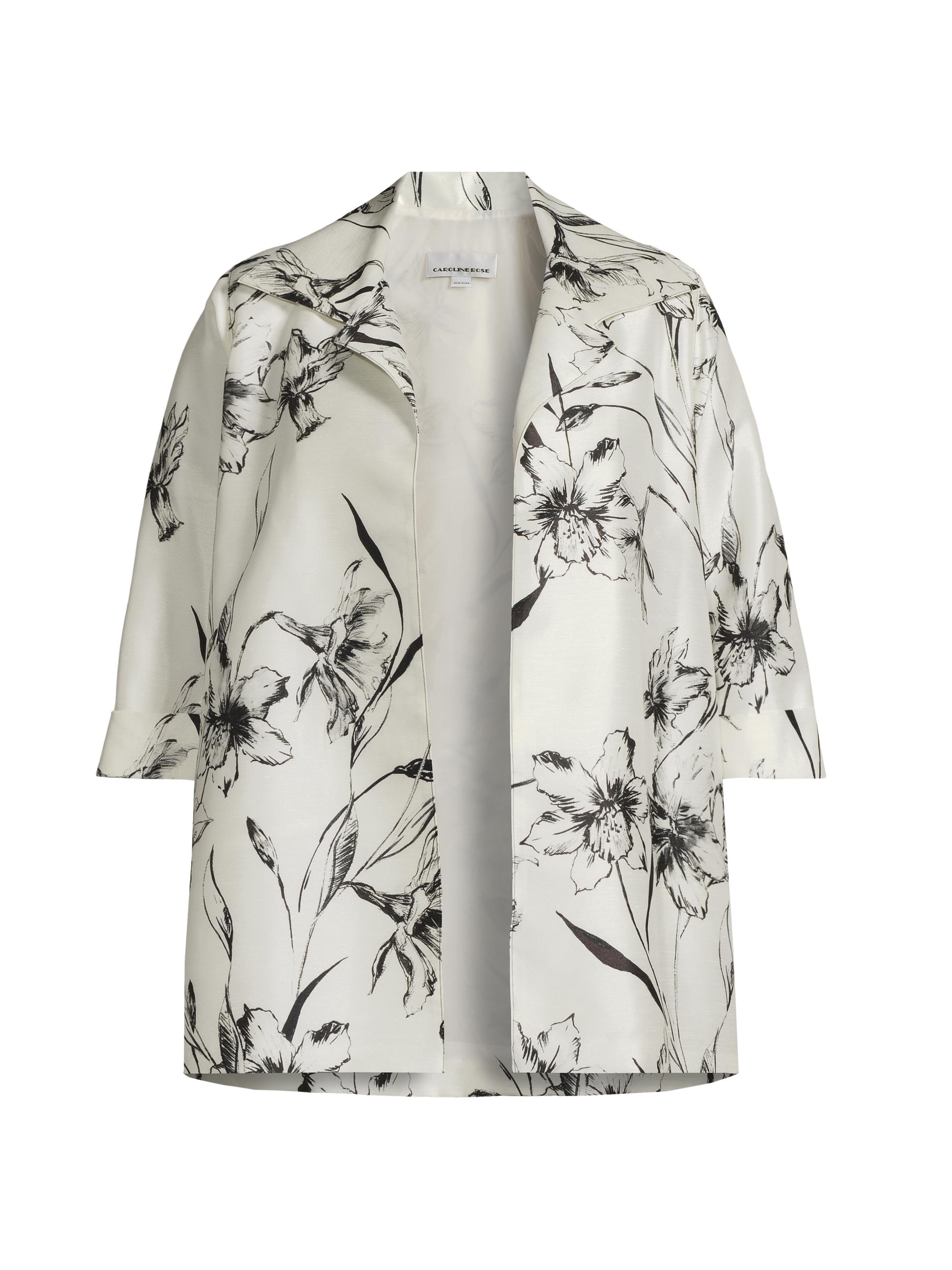 Caroline Rose Women's Plus Garden Glamour Party Floral-Print Jacket - Black