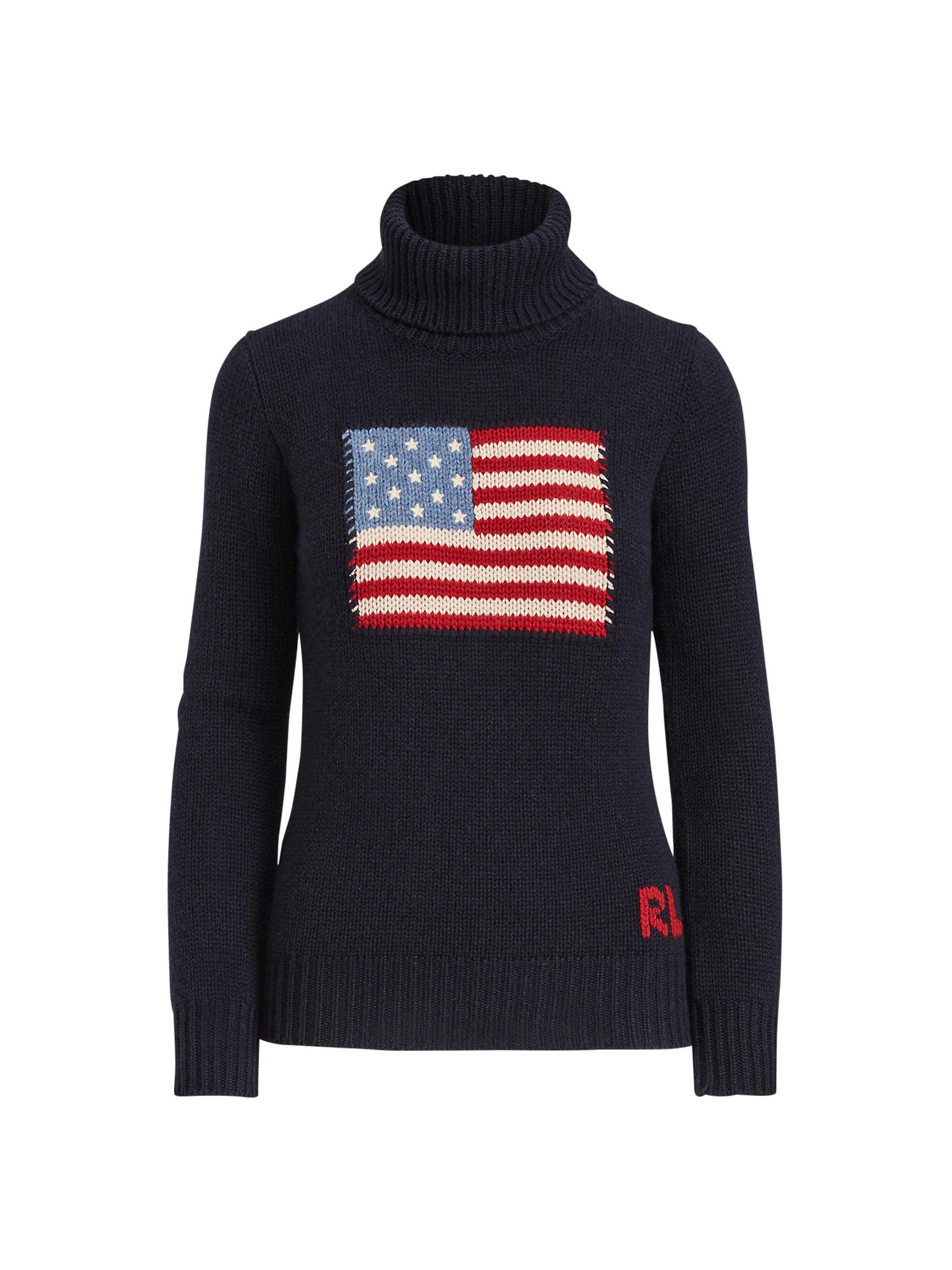 Ralph Lauren Collection Women's American Flag Cashmere Sweater - Midnight