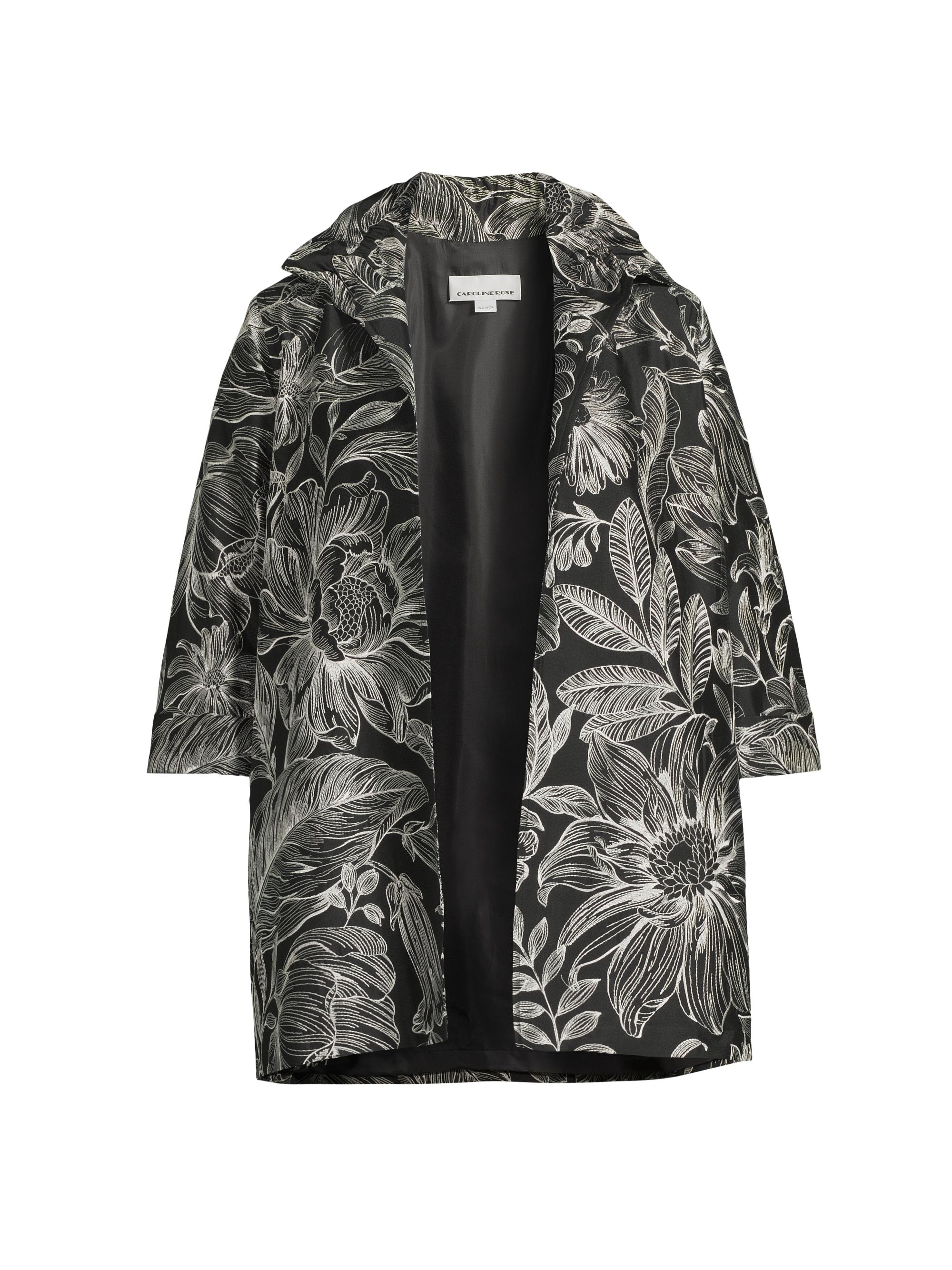 Caroline Rose Women's Plus Embroidered-Floral Jacket - Black White