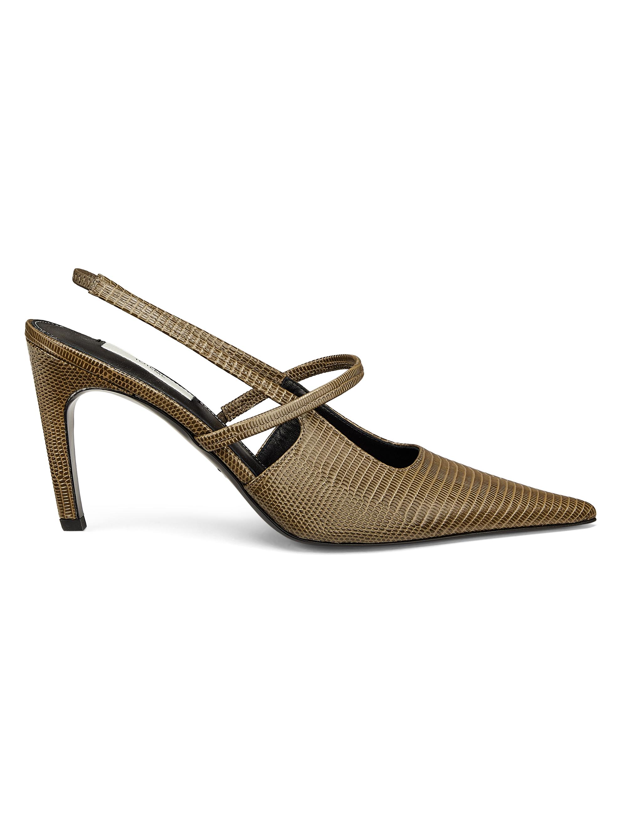 Toteme Women's 90MM Lizard-Embossed Leather Slingback Pumps - Dark Olive