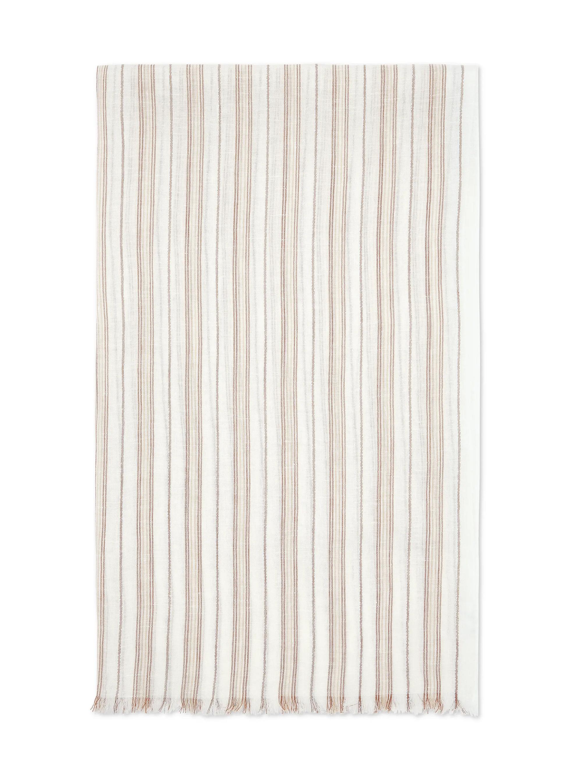 Brunello Cucinelli Women's Sparkling Striped Linen Scarf - Beige