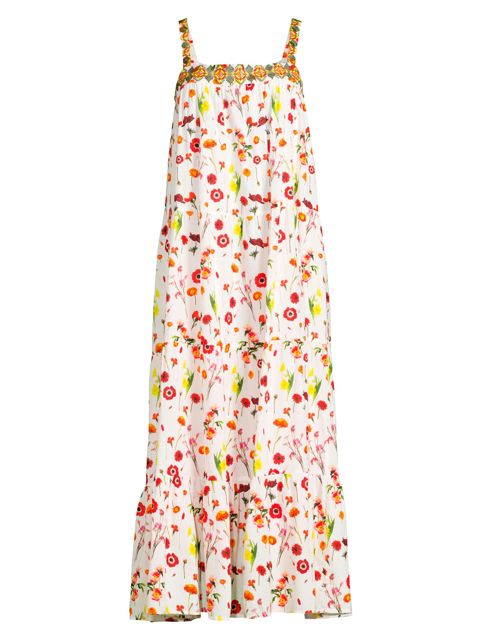 Ro's Garden Women's Natasha Floral Cotton Tiered Maxi Dress - Red Avignon