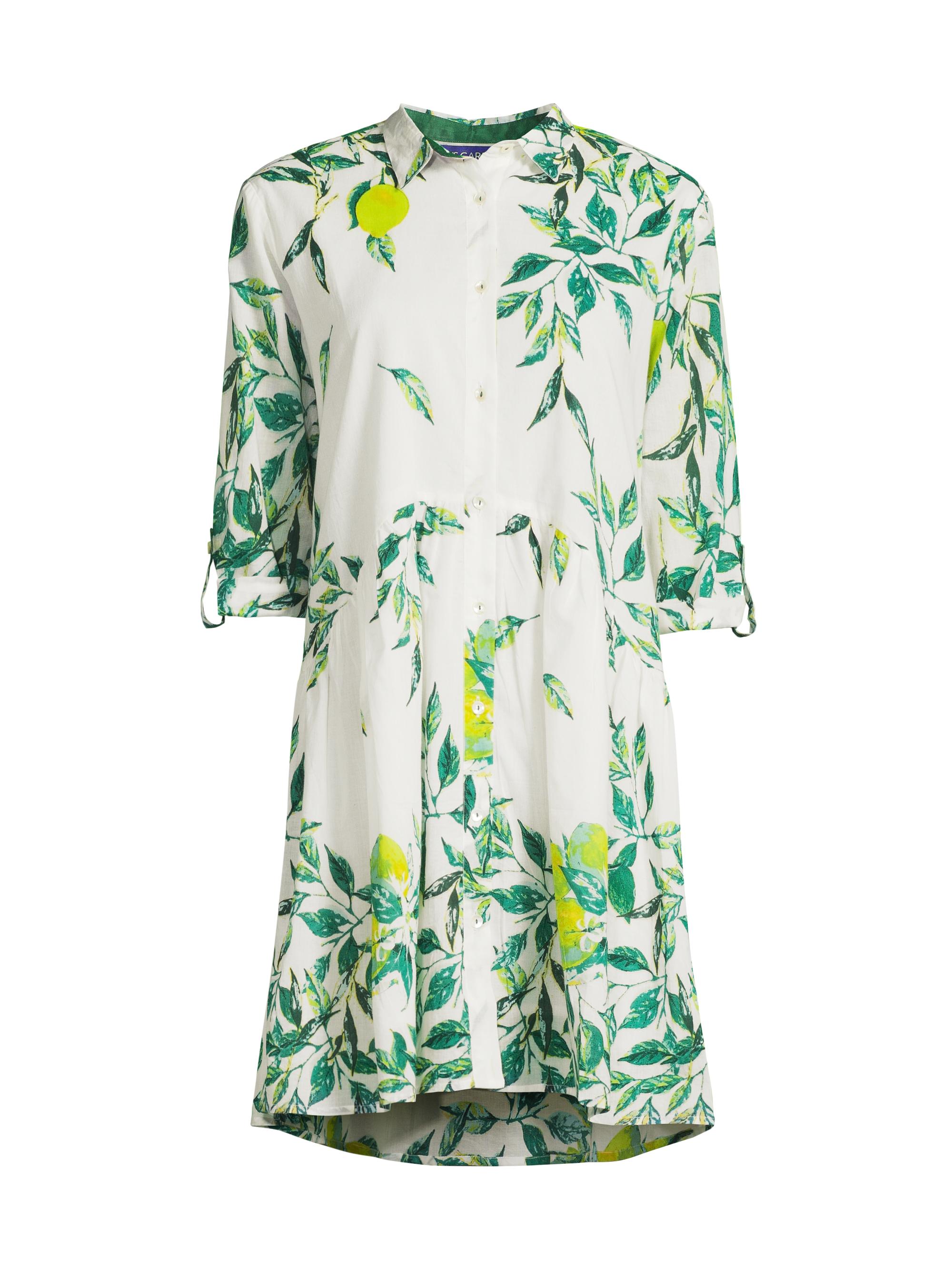 Deauville Leaf-Printed Mini-Shirtdress