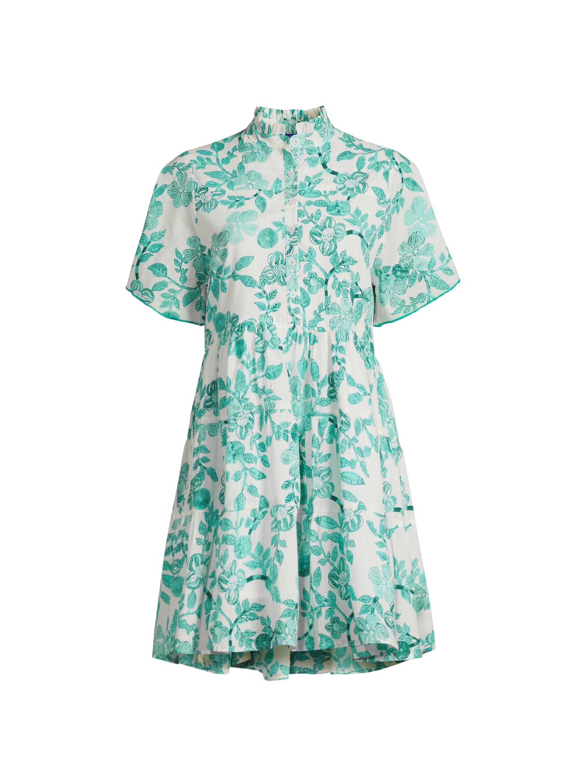 Ro's Garden Women's Vibeka Floral Mini Shirtdress - Aqua Cassis