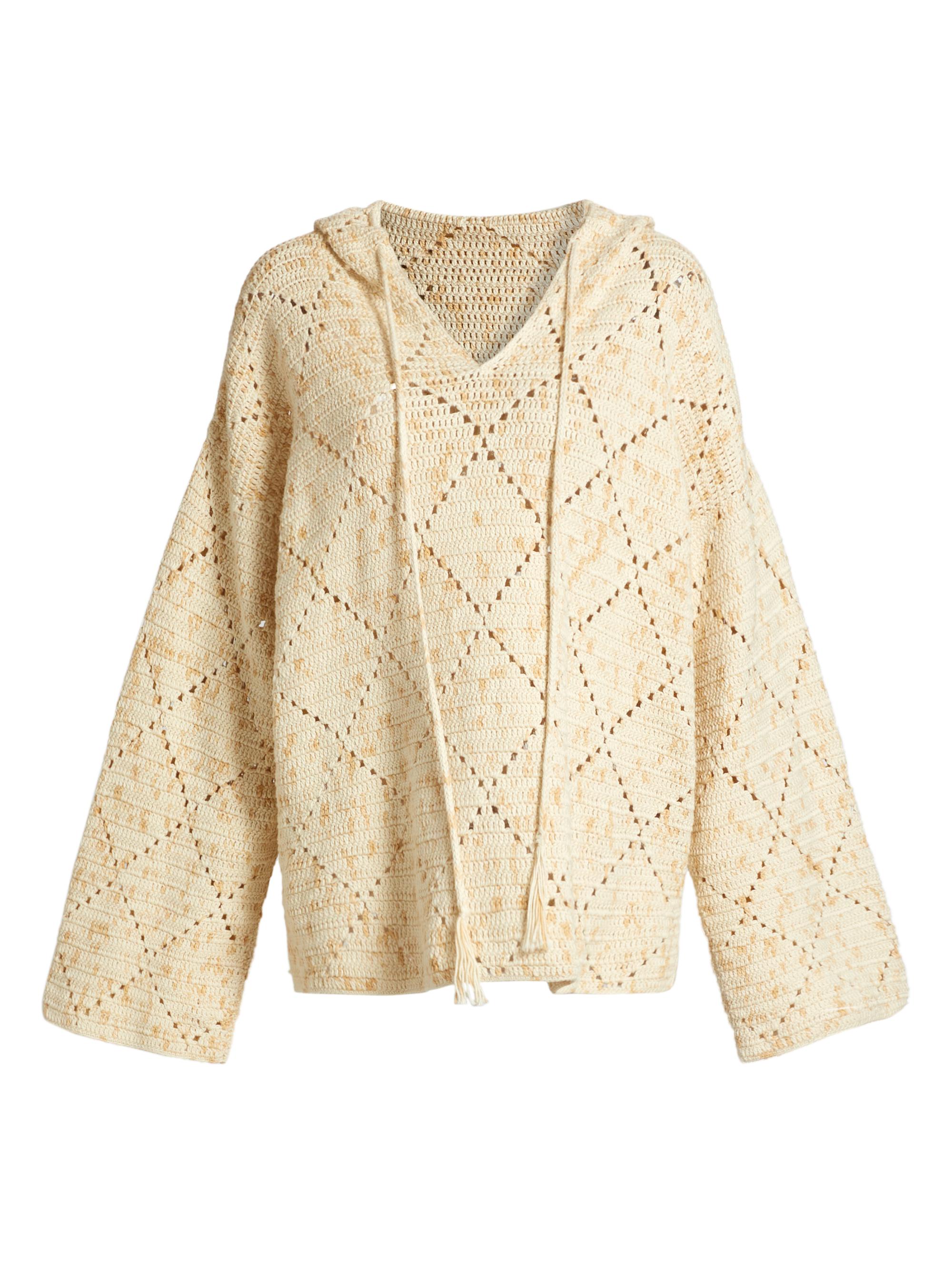 Rosetta Getty Women's Baja Hand-Crocheted Hoodie - Oatmeal