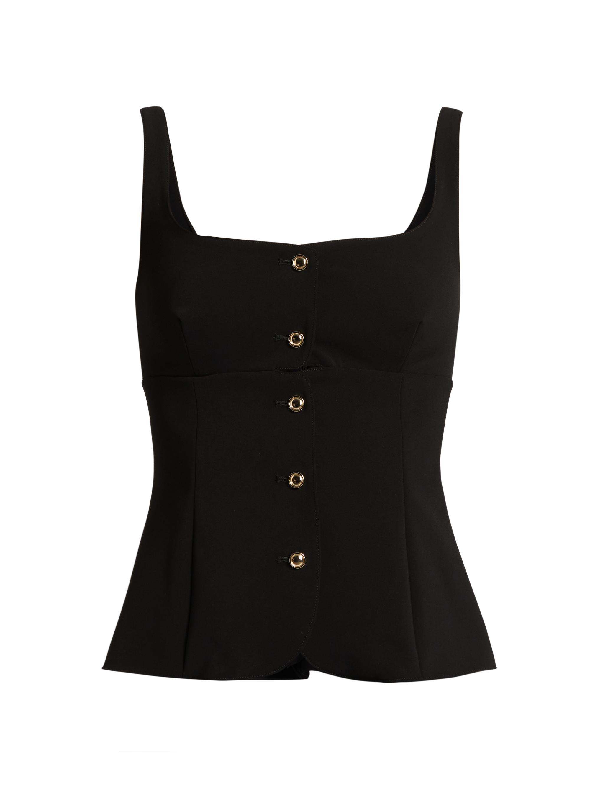 Rosetta Getty Women's Square Neck Button-Front Top - Black