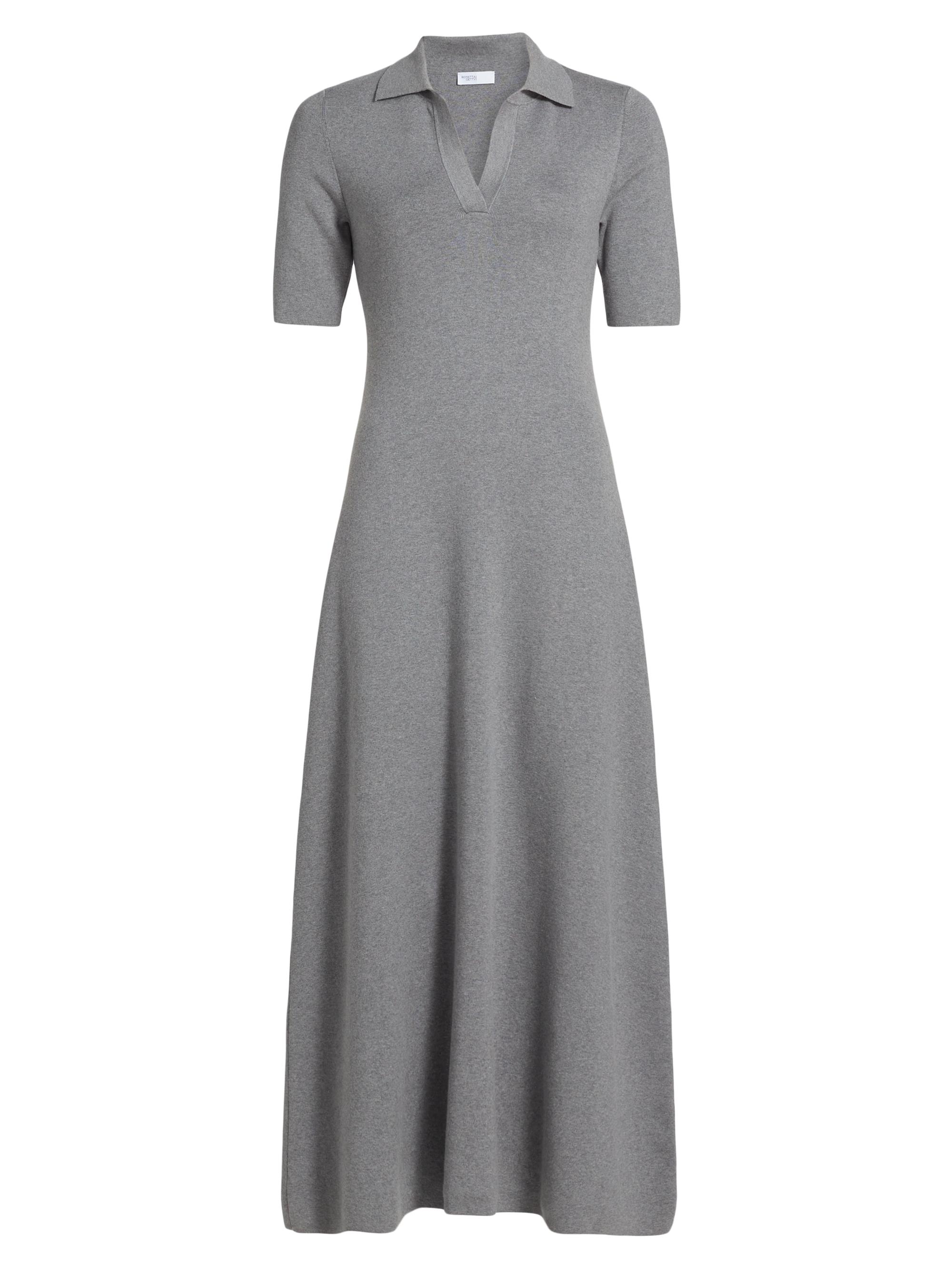 Rosetta Getty Women's Cotton-Cashmere Knit Polo Midi-Dress - Charcoal