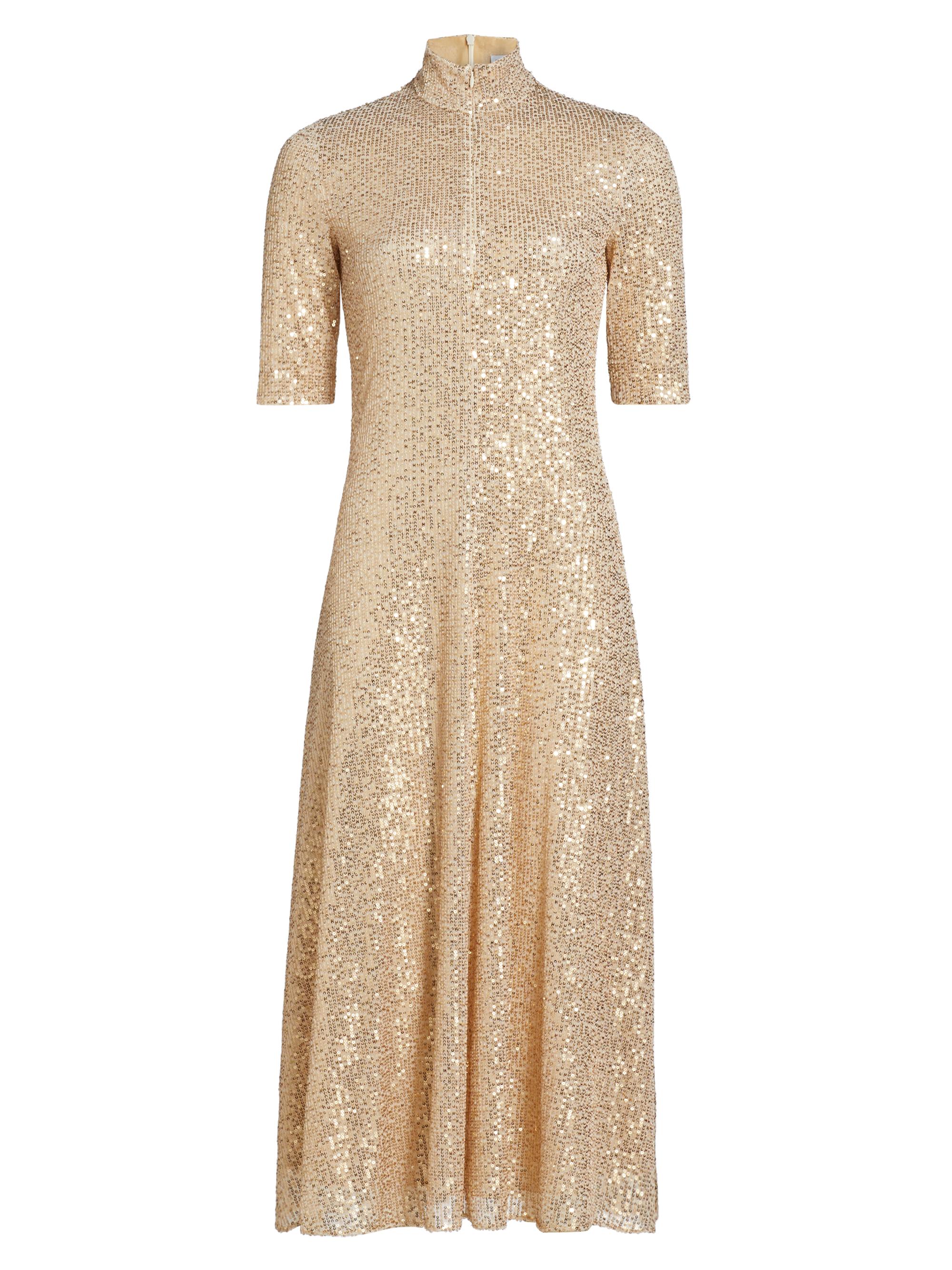 chinese dress ladies Pink Shimmering 3/4 Sleeve A-Line Midi Dress