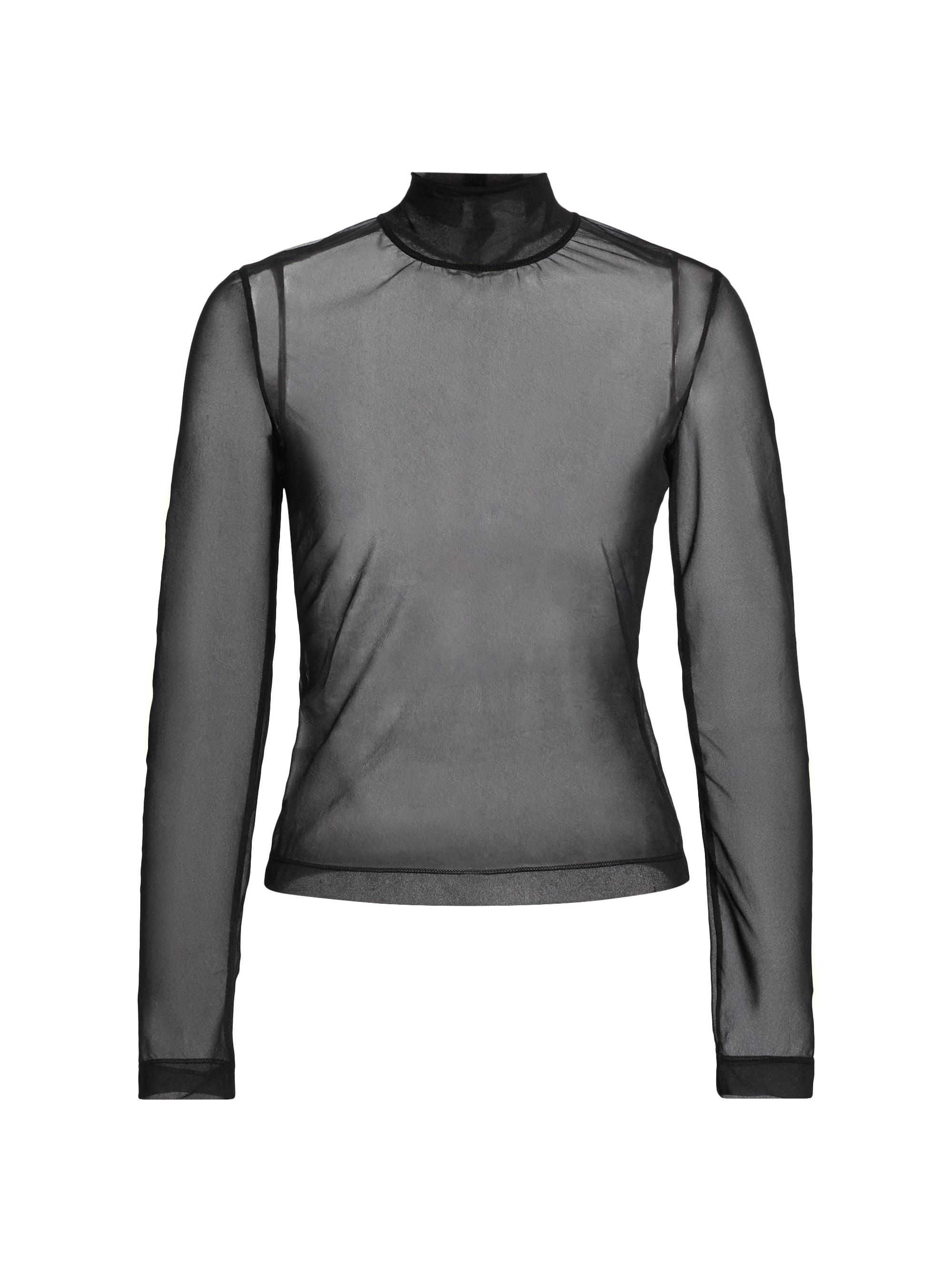 Rosetta Getty Women's Sheer Turtleneck Long-Sleeve T-Shirt - Black
