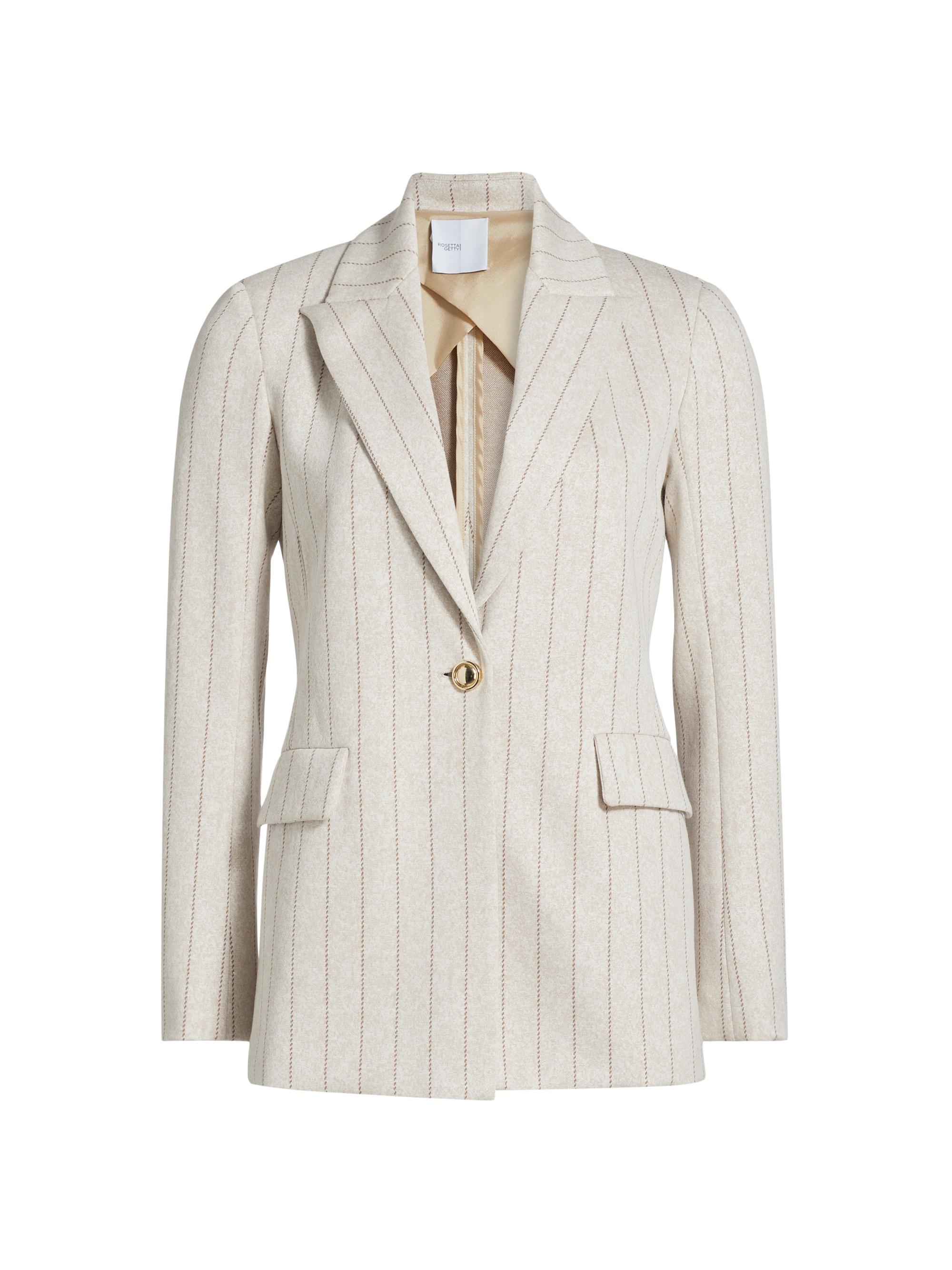 Rosetta Getty Women's Pinstriped Single-Breasted Jacket - Beige Brown