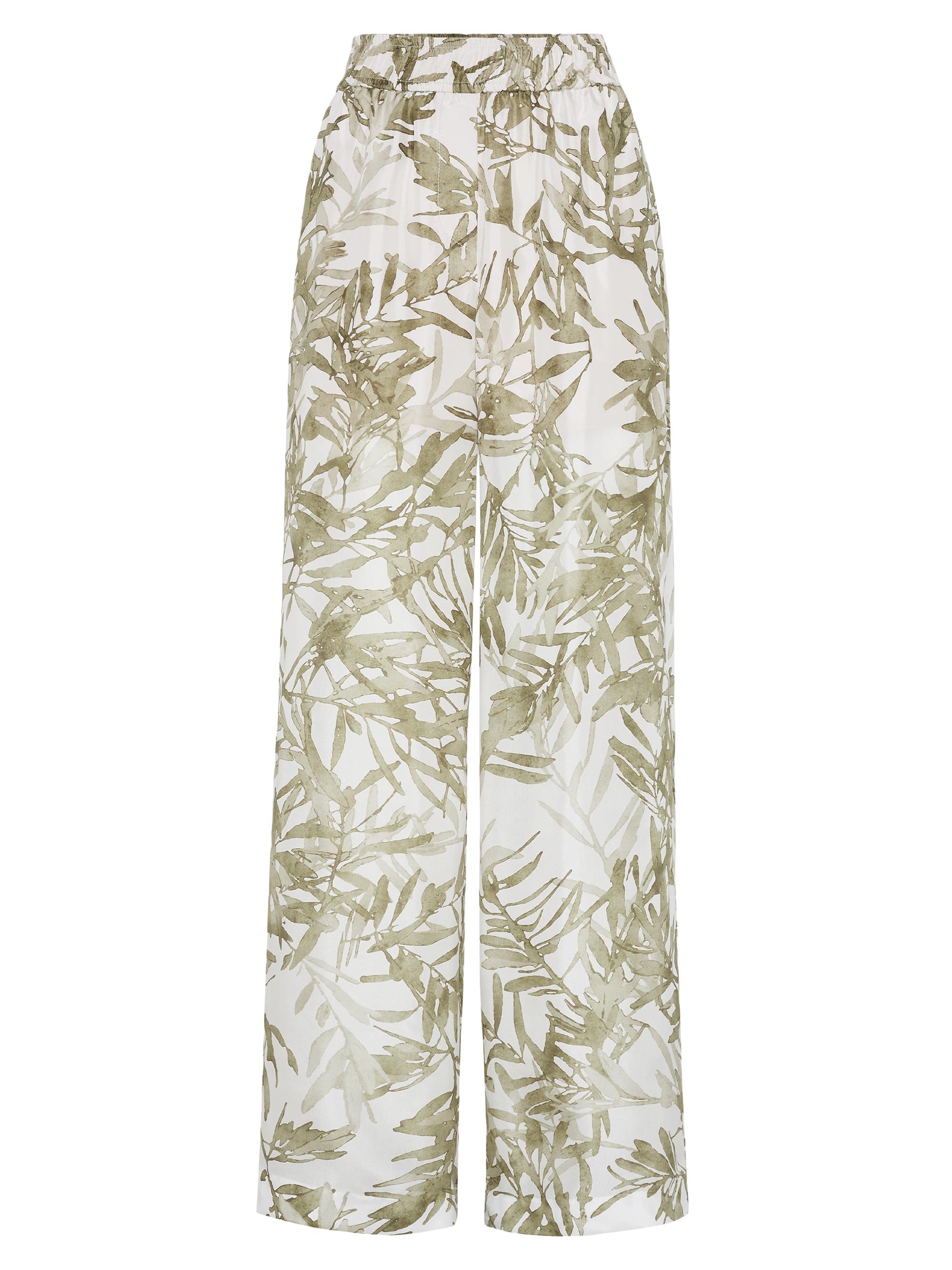 Brunello Cucinelli Women's Herbarium Print Pongee Pyjama Style Loose Trousers - Green