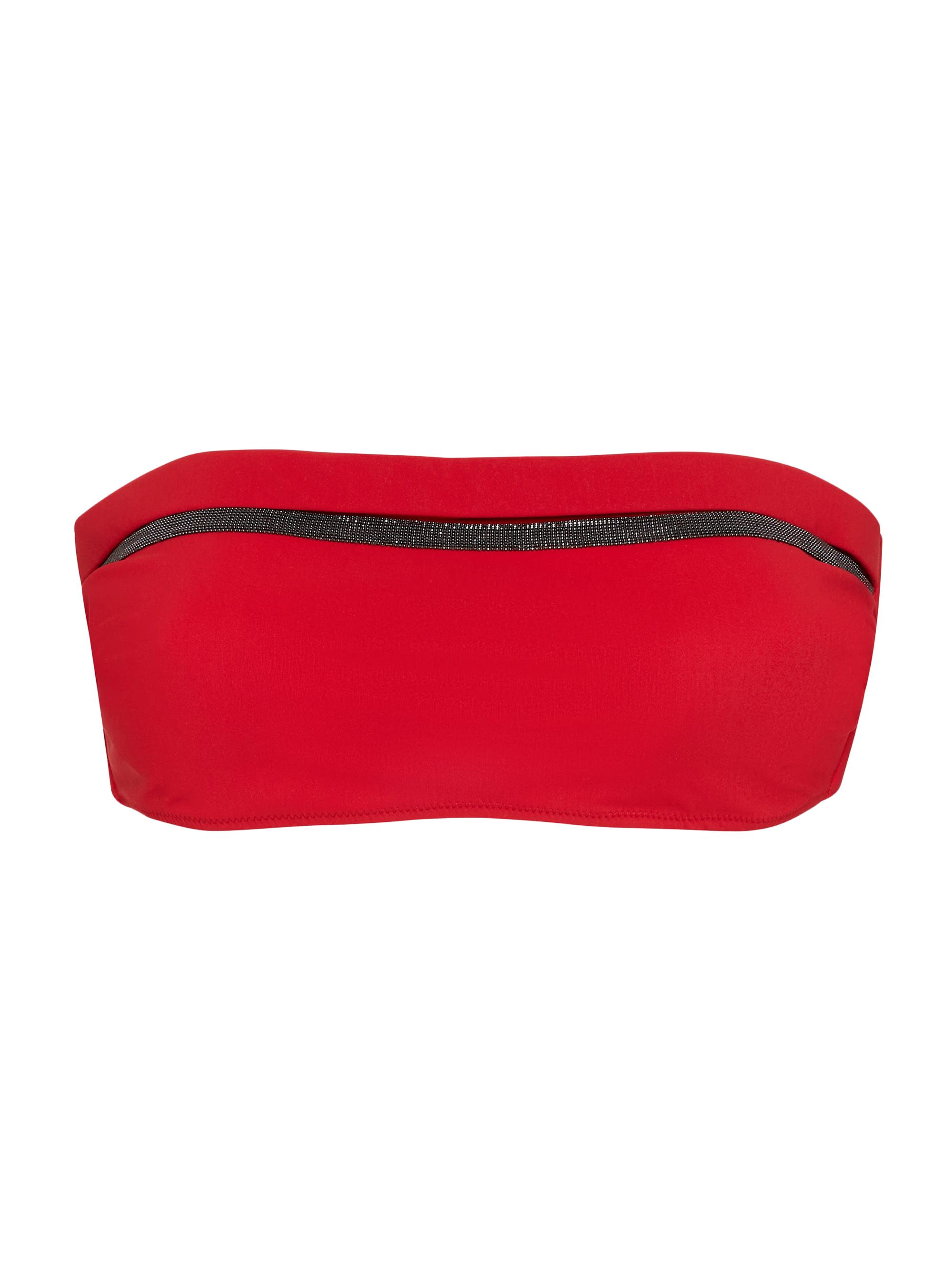 Brunello Cucinelli Women's Techno Jersey Bandeau Bikini Top with Monili - Black