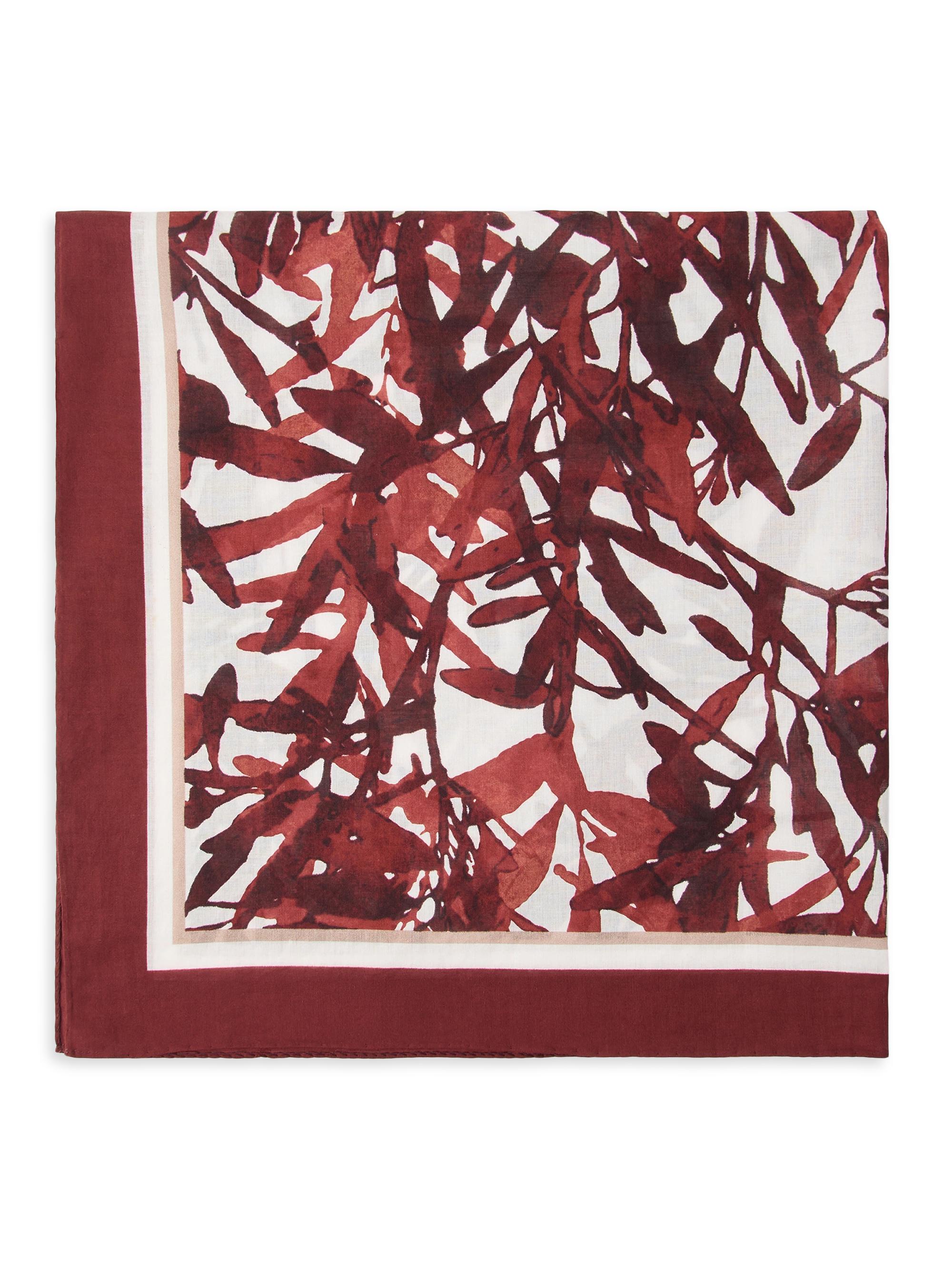 Brunello Cucinelli Women's Herbarium Print Cotton Foulard Scarf - Red