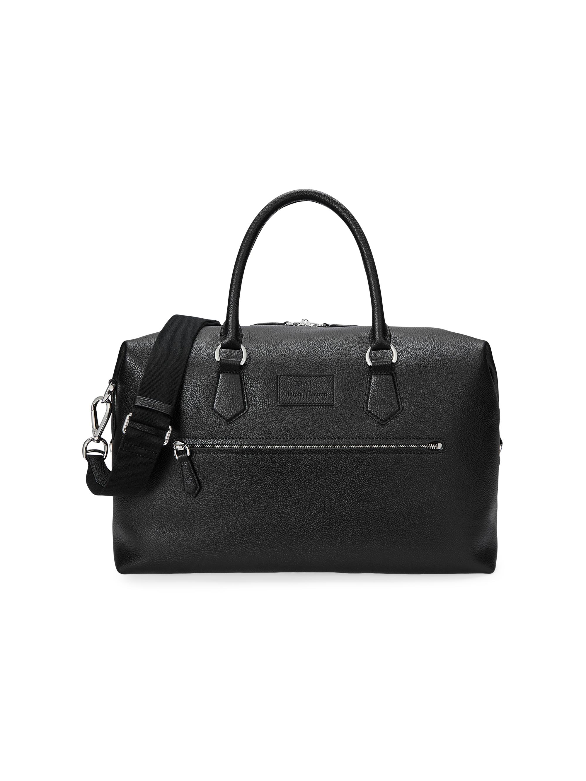 Ralph Lauren Men's Pebbled Leather Duffel Bag - Black