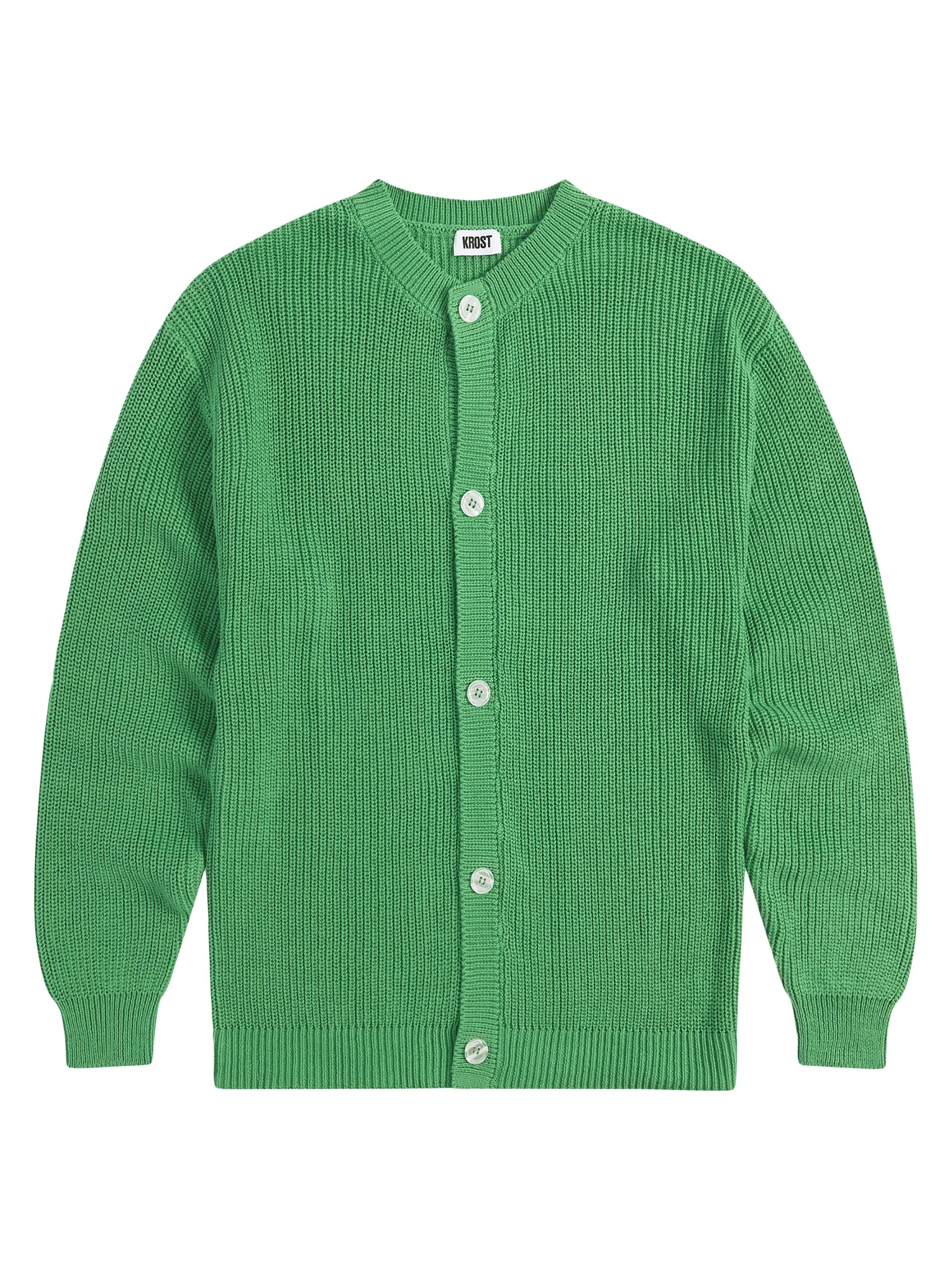 Krost Men's Rib Knit Crewneck Cardigan - Neptune Green