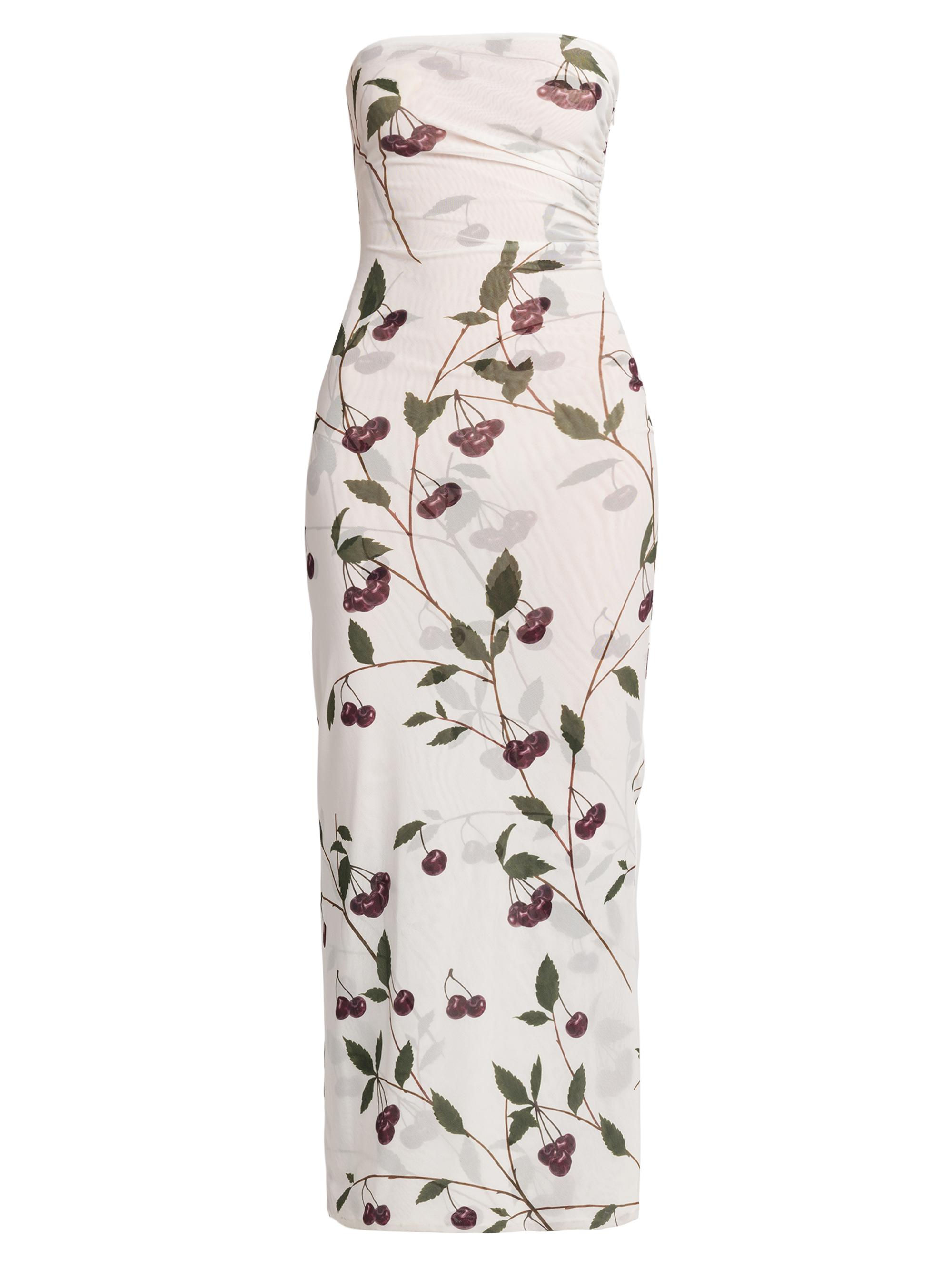 Stella McCartney Women's Cherry Ruched Strapless Maxi Dress - Cream