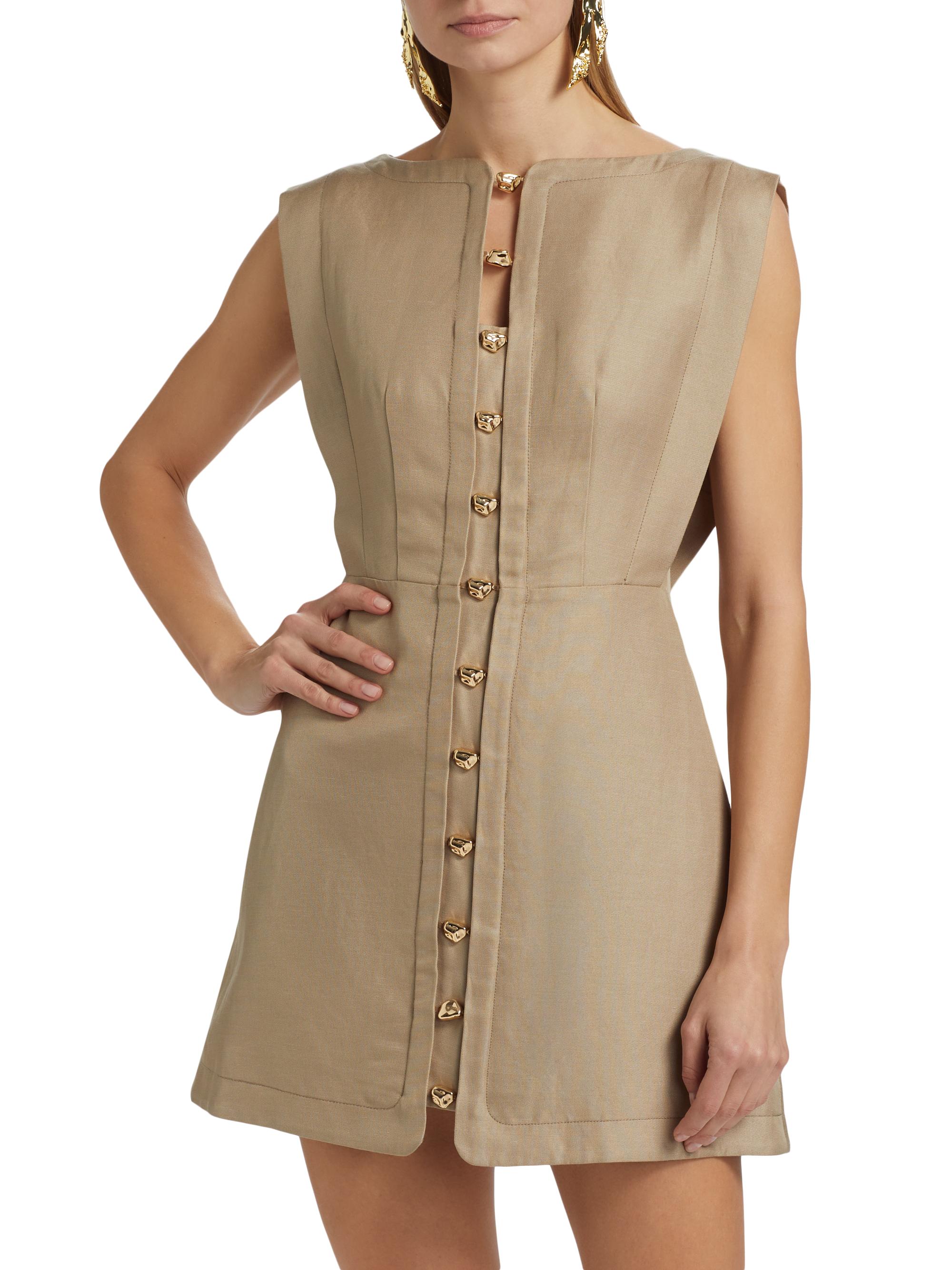 Acler Cinderford Linen-Blend Sleeveless Minidress | Saks Fifth Avenue