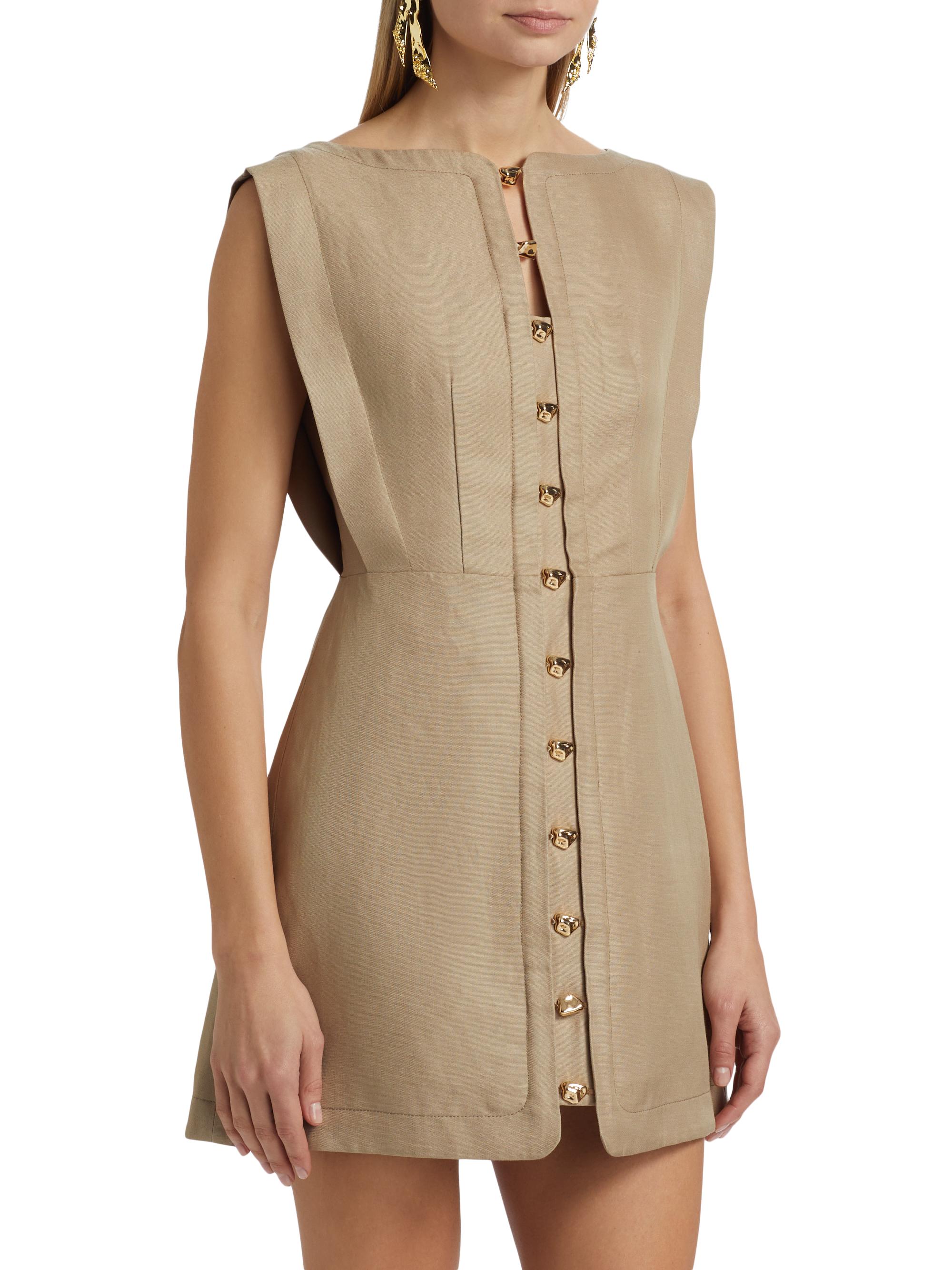Acler Cinderford Linen-Blend Sleeveless Minidress | Saks Fifth Avenue