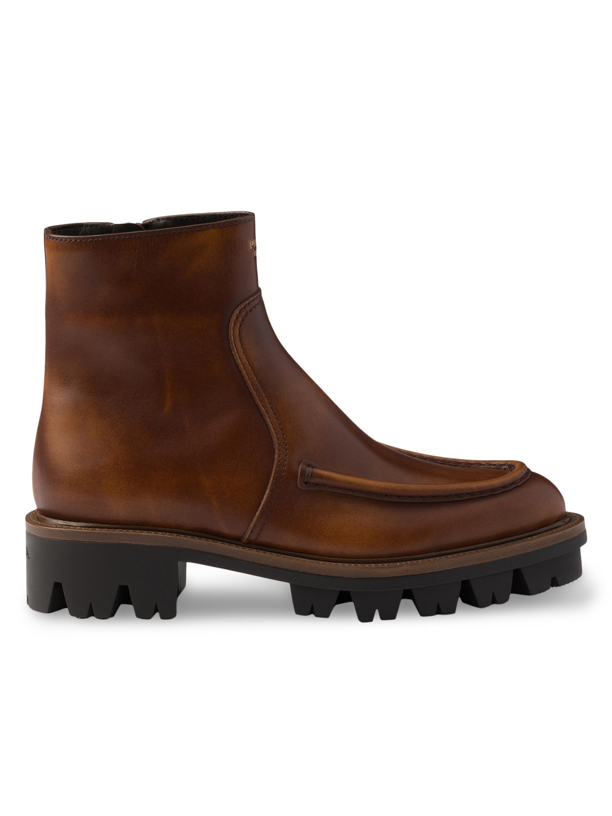 Prada Women's Leather Booties - Brown