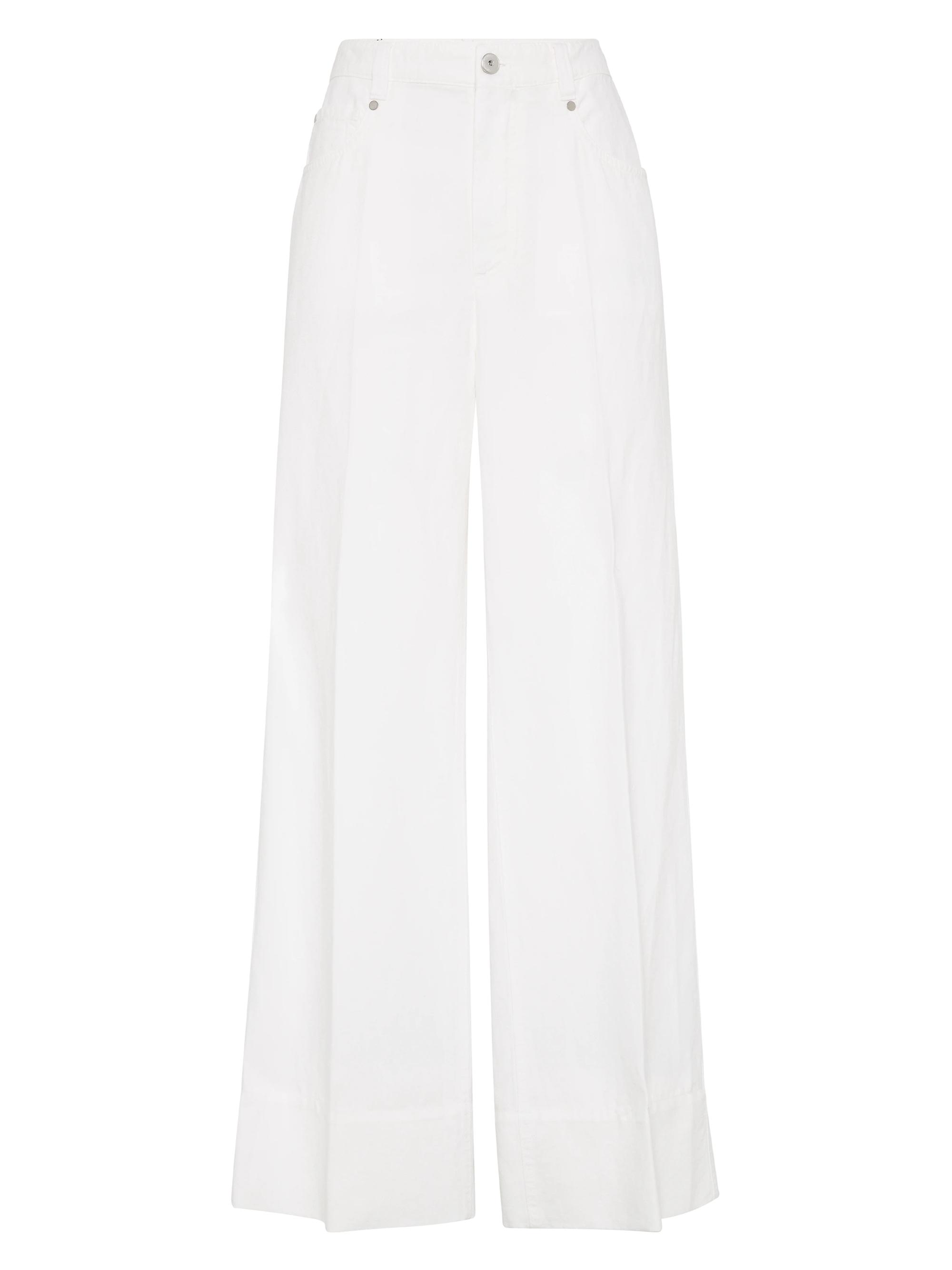 Brunello Cucinelli Women's Garment Dyed Cotton and Linen Cover Loose Trousers - White