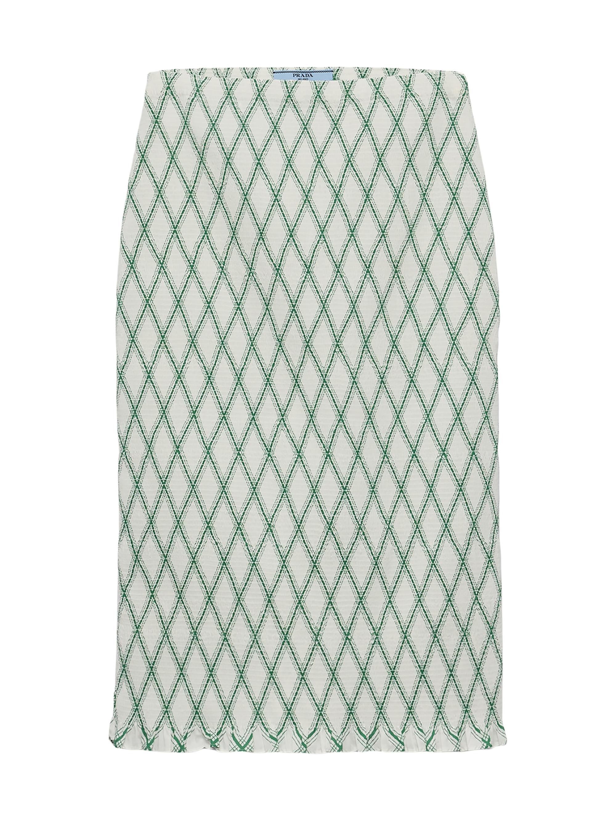 Prada Women's Cotton Skirt with Geometric Pattern - Green