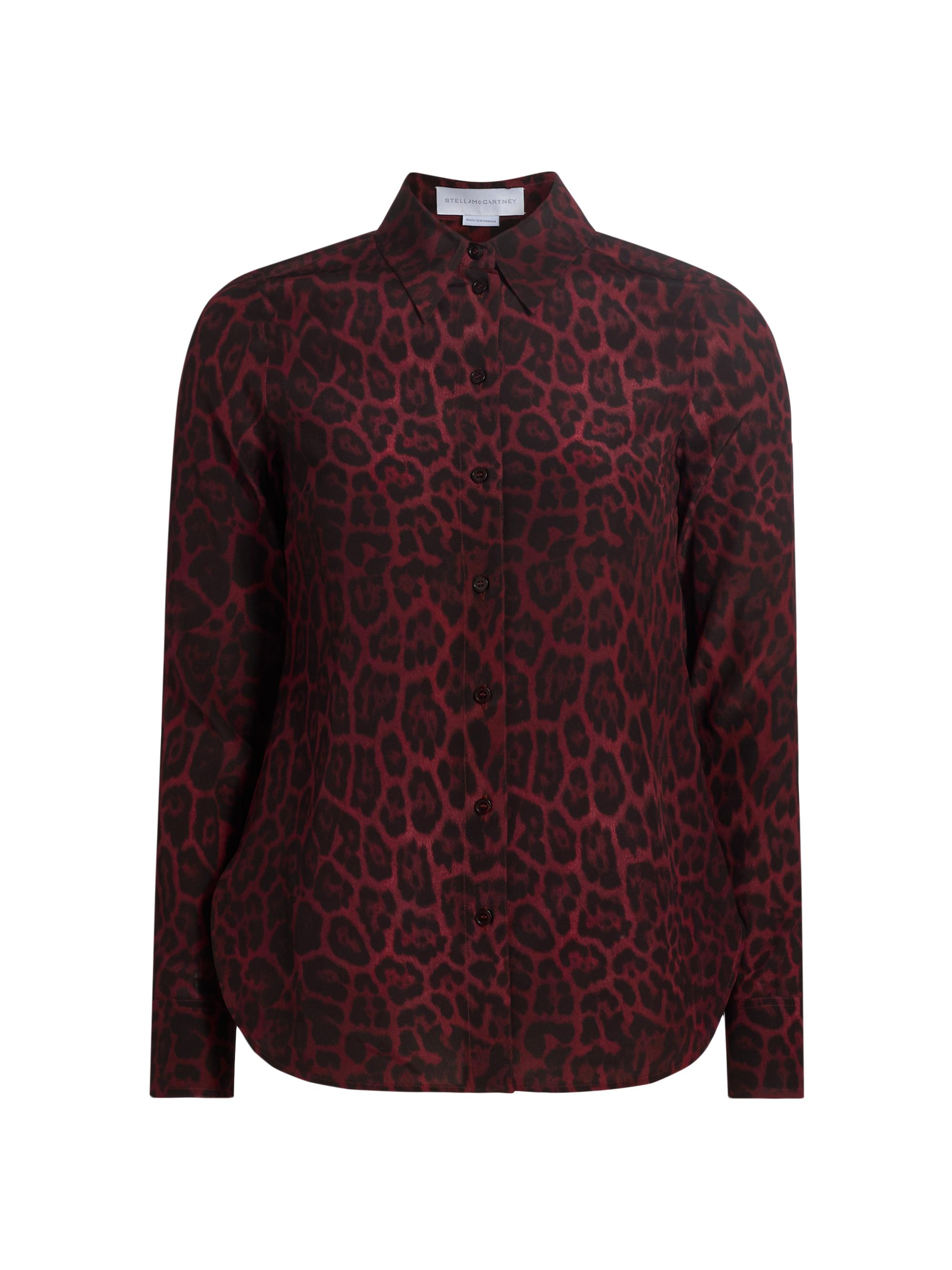 Stella McCartney Women's Iconic Leopard Silk Shirt - Berry