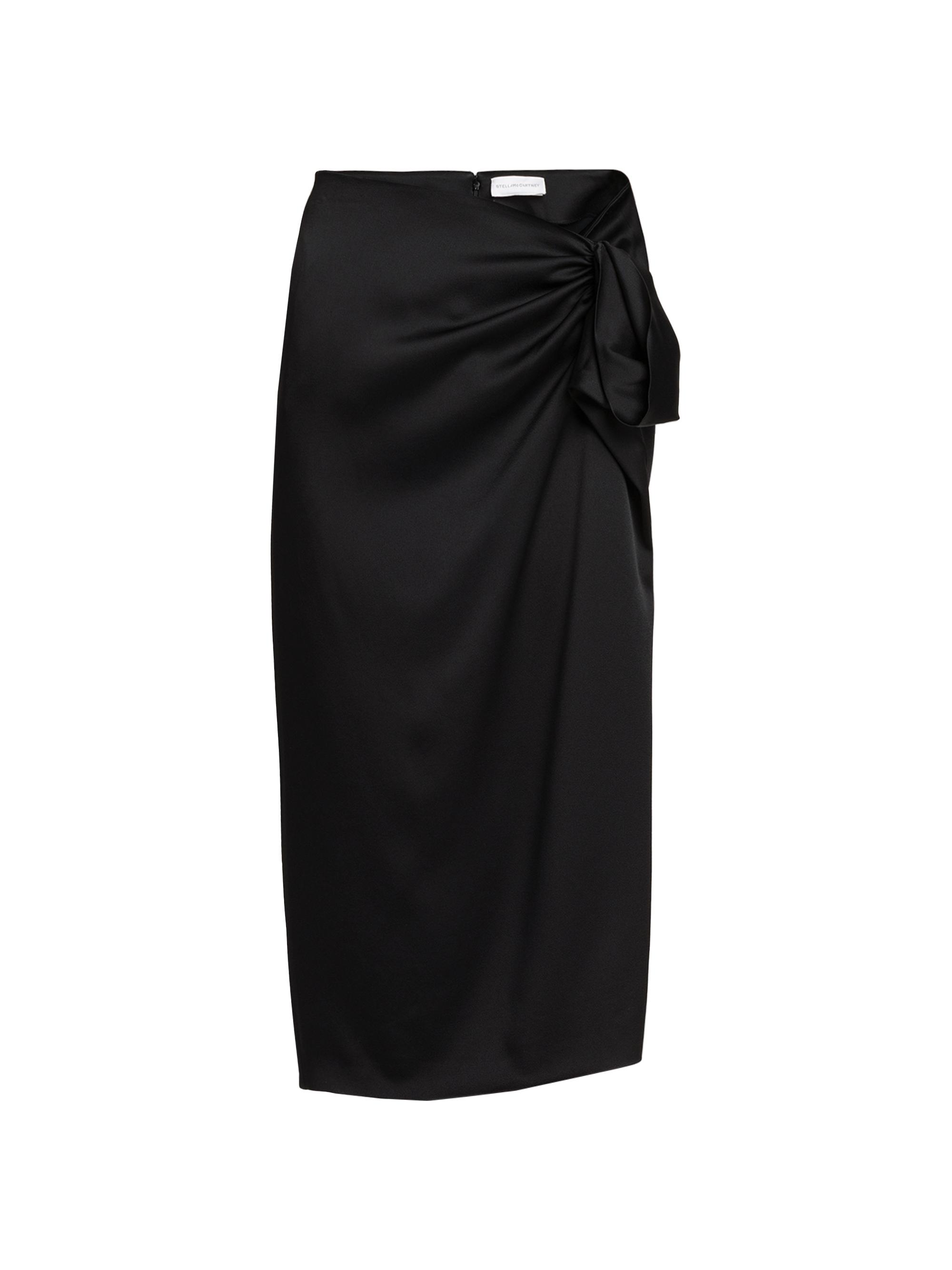 Stella McCartney Women's Gathered Satin Midi-Skirt - Black