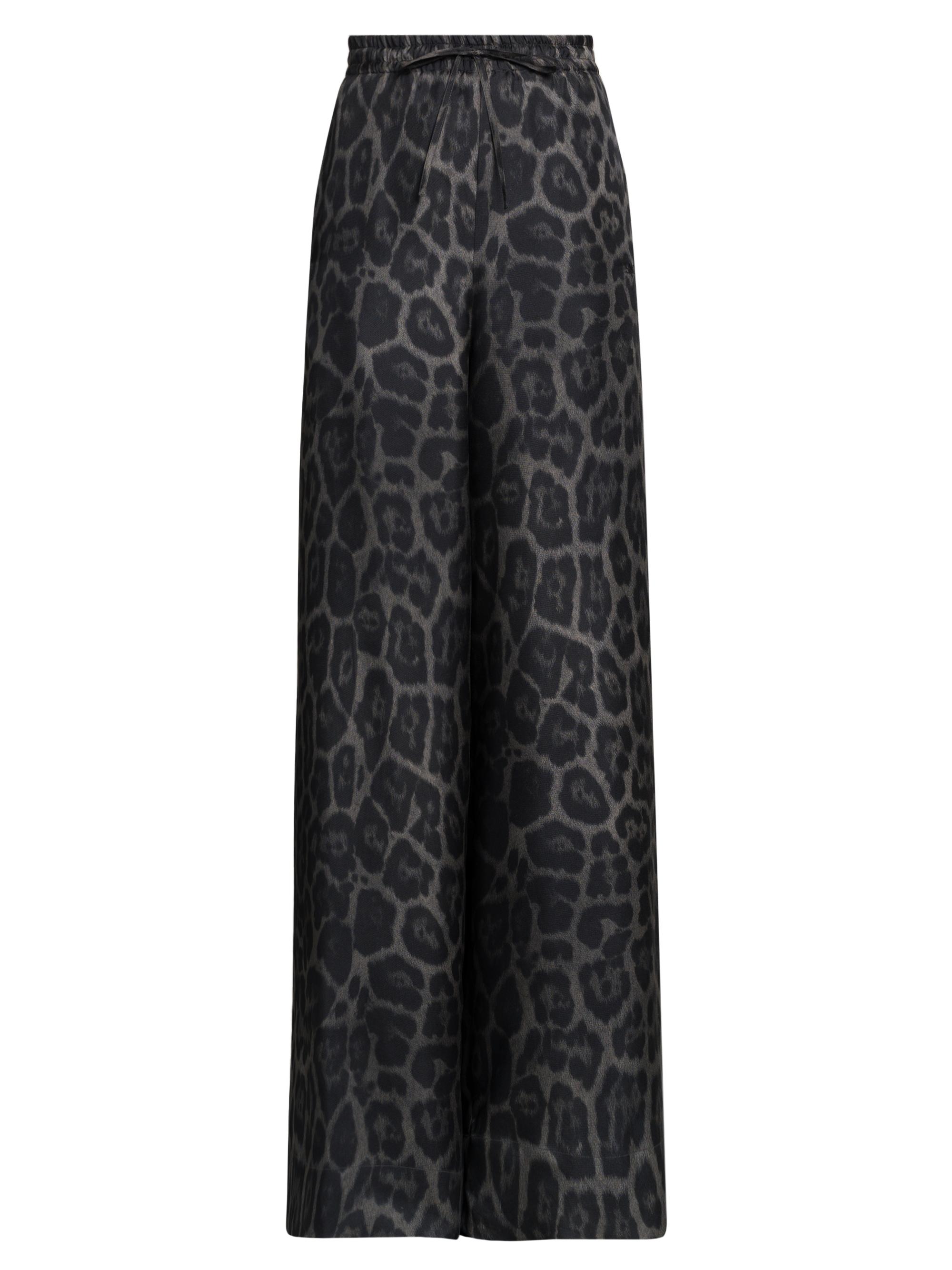Leopard Silk Wide-Leg Pajama Pants