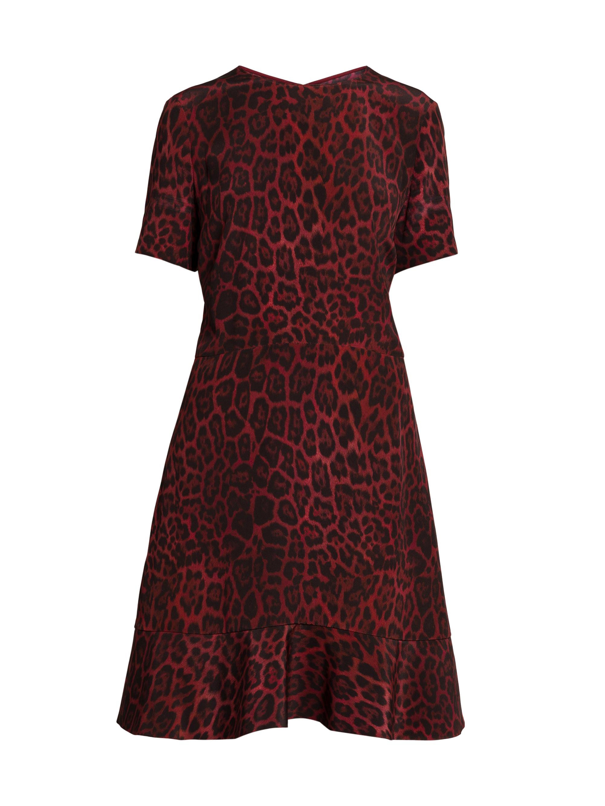 Stella McCartney Women's Iconic Leopard Silk Crewneck Minidress - Berry