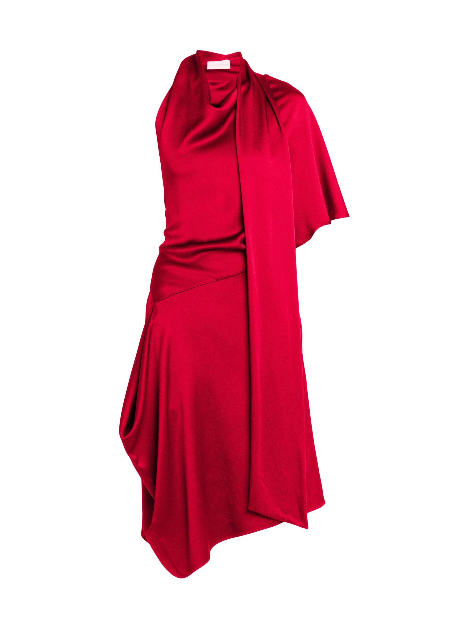 Stella McCartney Women's Satin Asymmetric Scarf Midi-Dress - Raspberry