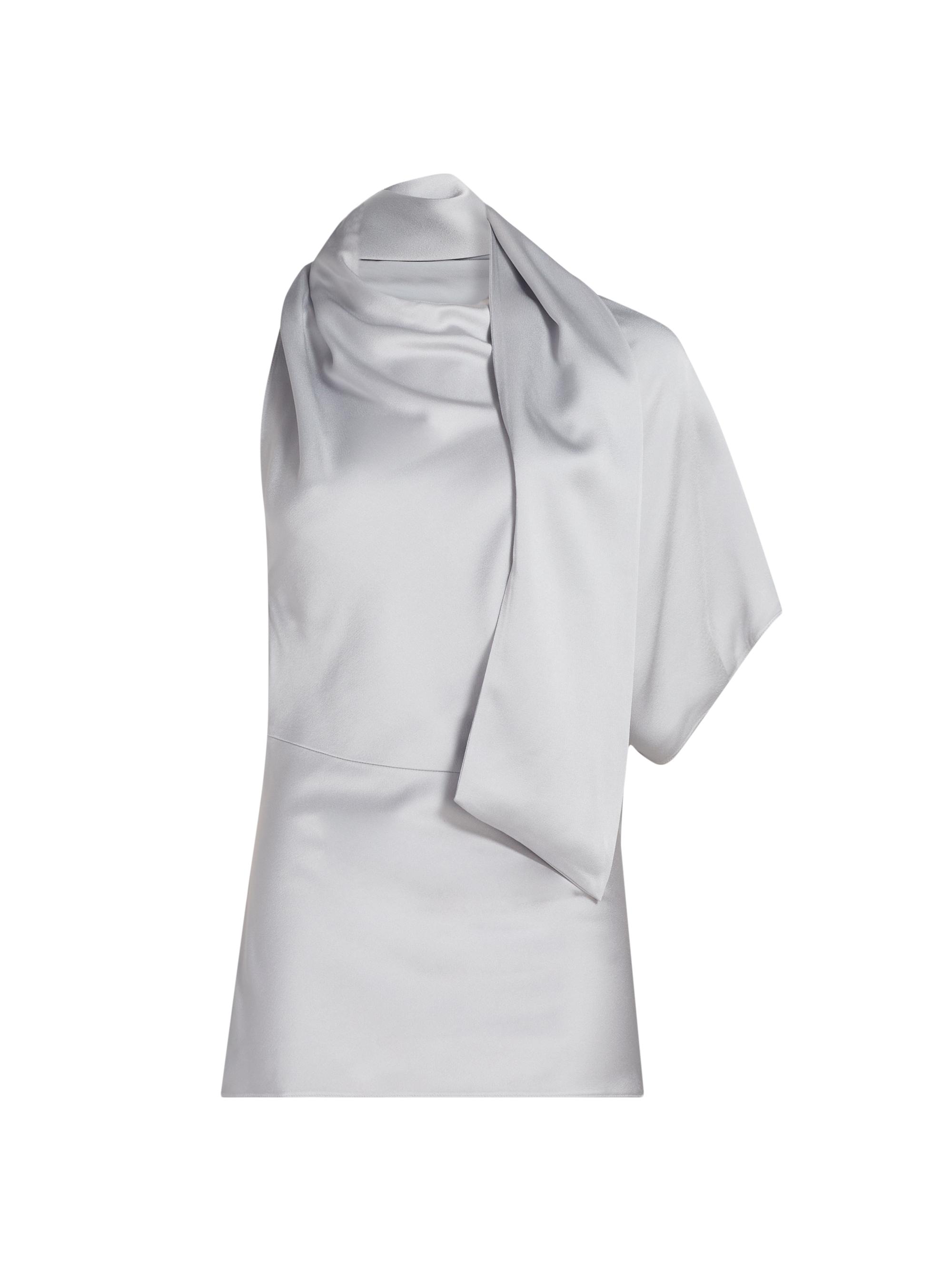 Stella McCartney Women's Satin Asymmetric Top - Pearl Blue