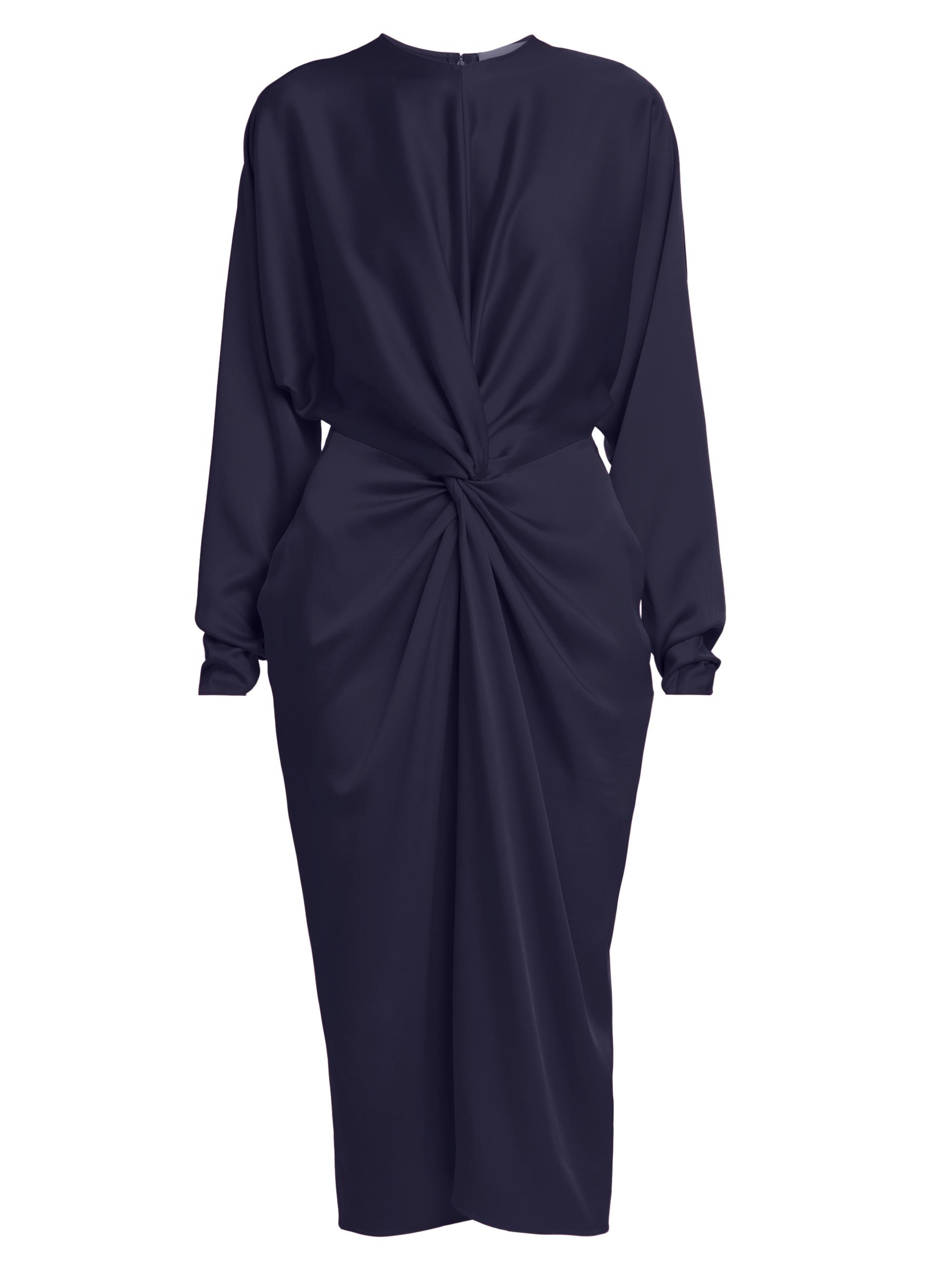Stella McCartney Satin Twist-Front Long-Sleeve Midi-Dress | Saks