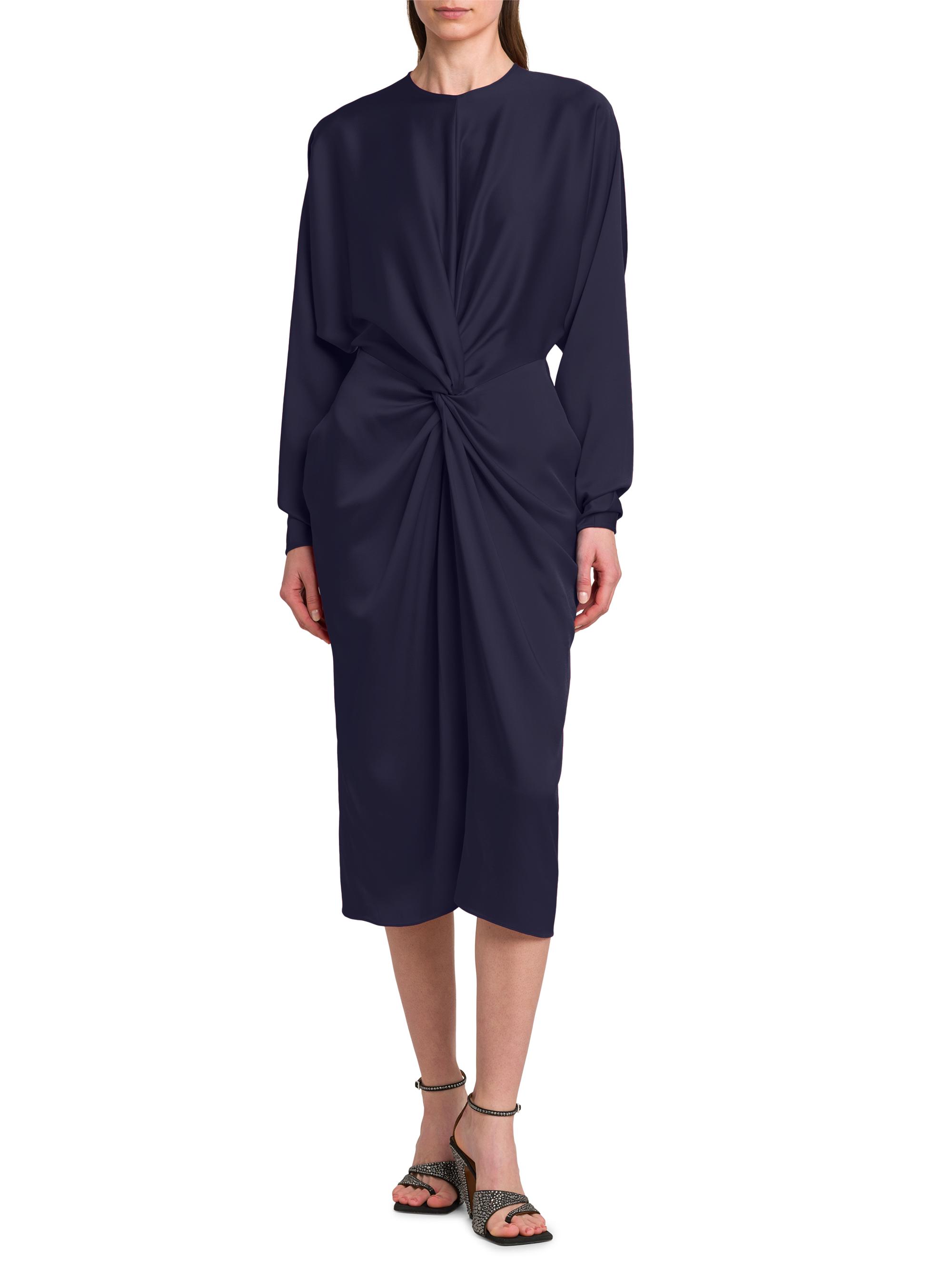 Stella McCartney Satin Twist-Front Long-Sleeve Midi-Dress | Saks