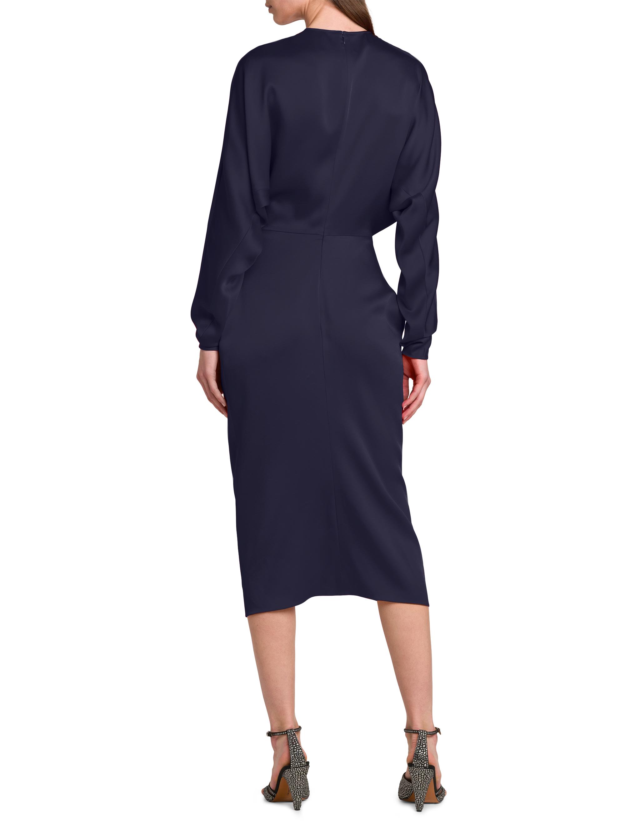 maroon long sleeve midi dress Burgundy Wool Midi Dress – Long Sleeve Fit and Flare Winter Burgundy / XS