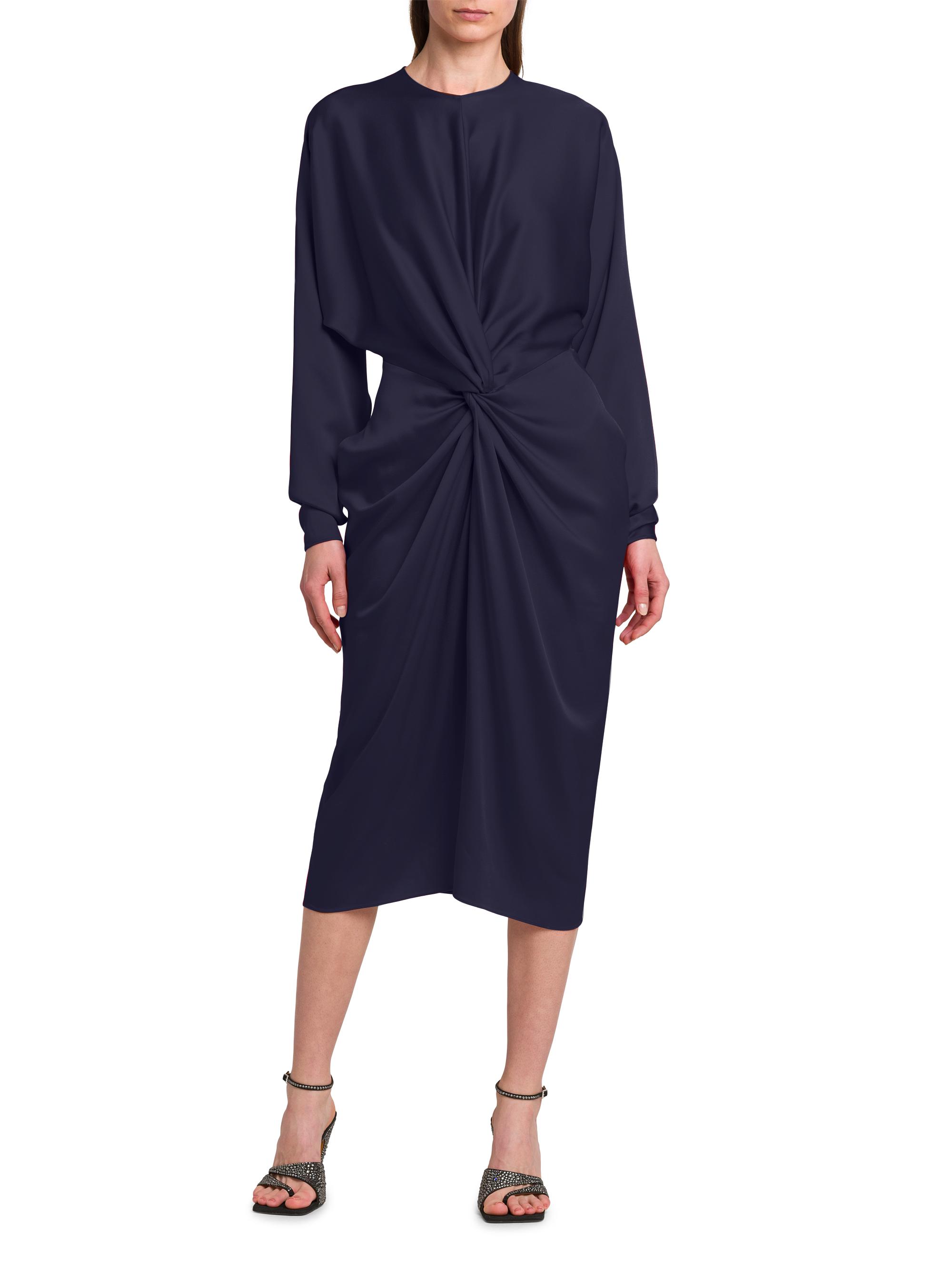 Stella McCartney Satin Twist-Front Long-Sleeve Midi-Dress | Saks