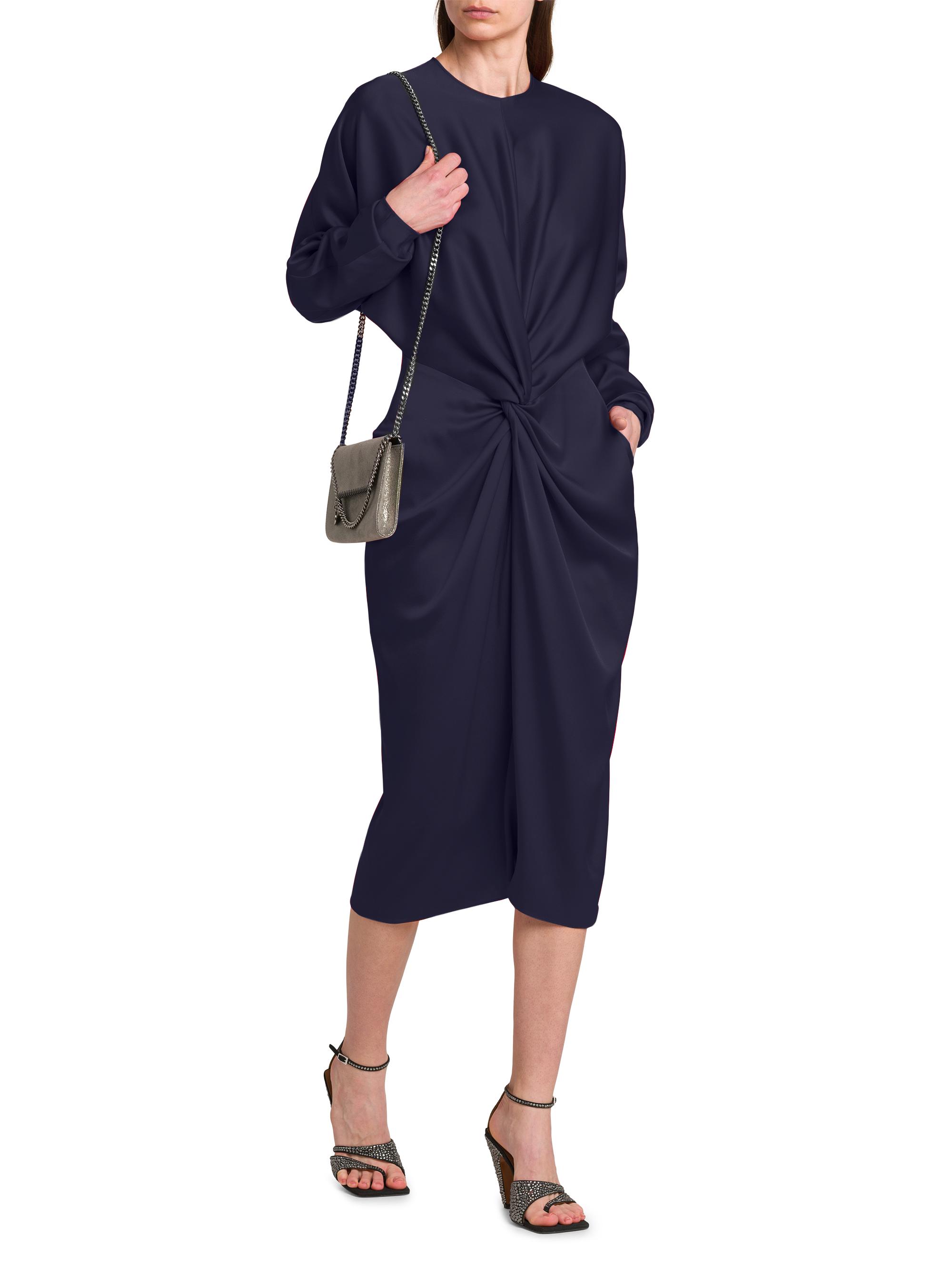 Stella McCartney Satin Twist-Front Long-Sleeve Midi-Dress | Saks