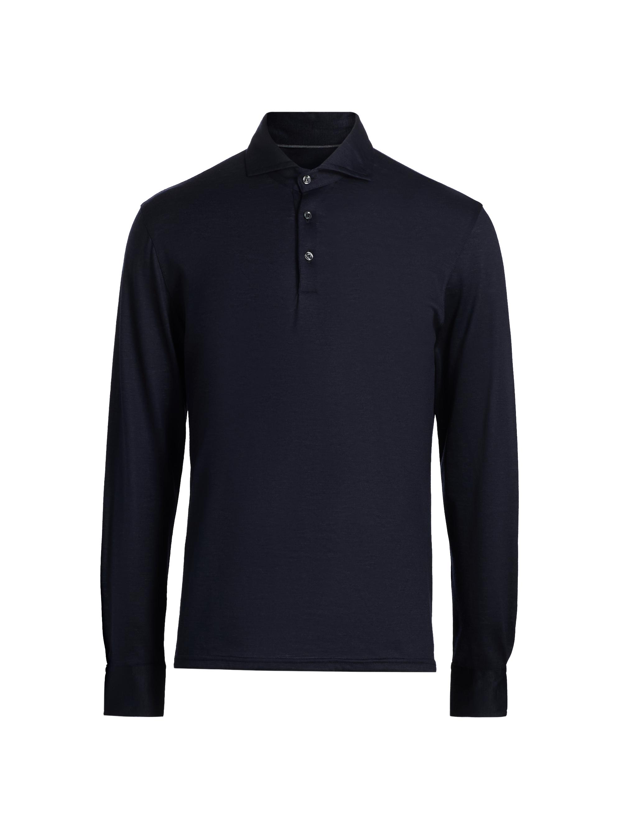 AMI Paris ADC Embroidered Logo Long-Sleeve Knit Polo Shirt | Saks