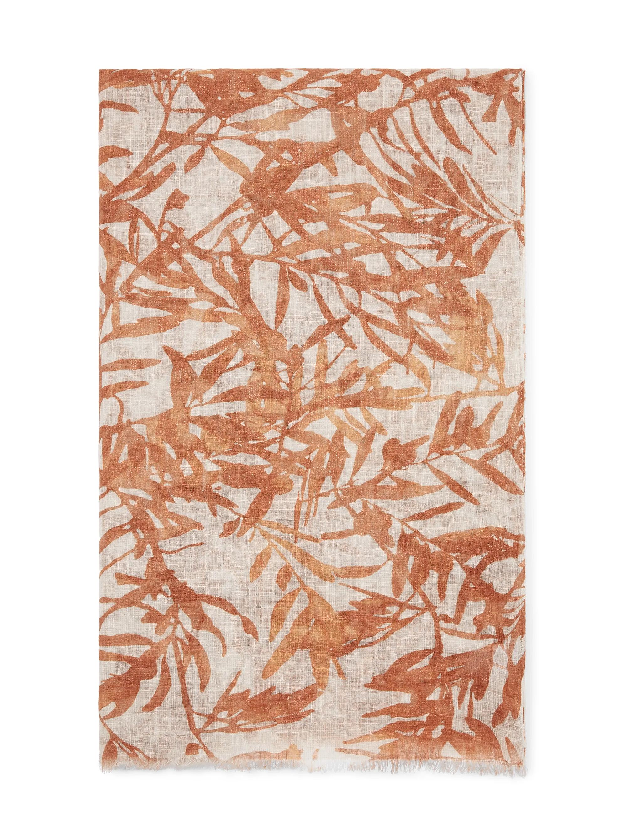 Brunello Cucinelli Women's Sparkling Herbarium Print Linen Scarf - Red