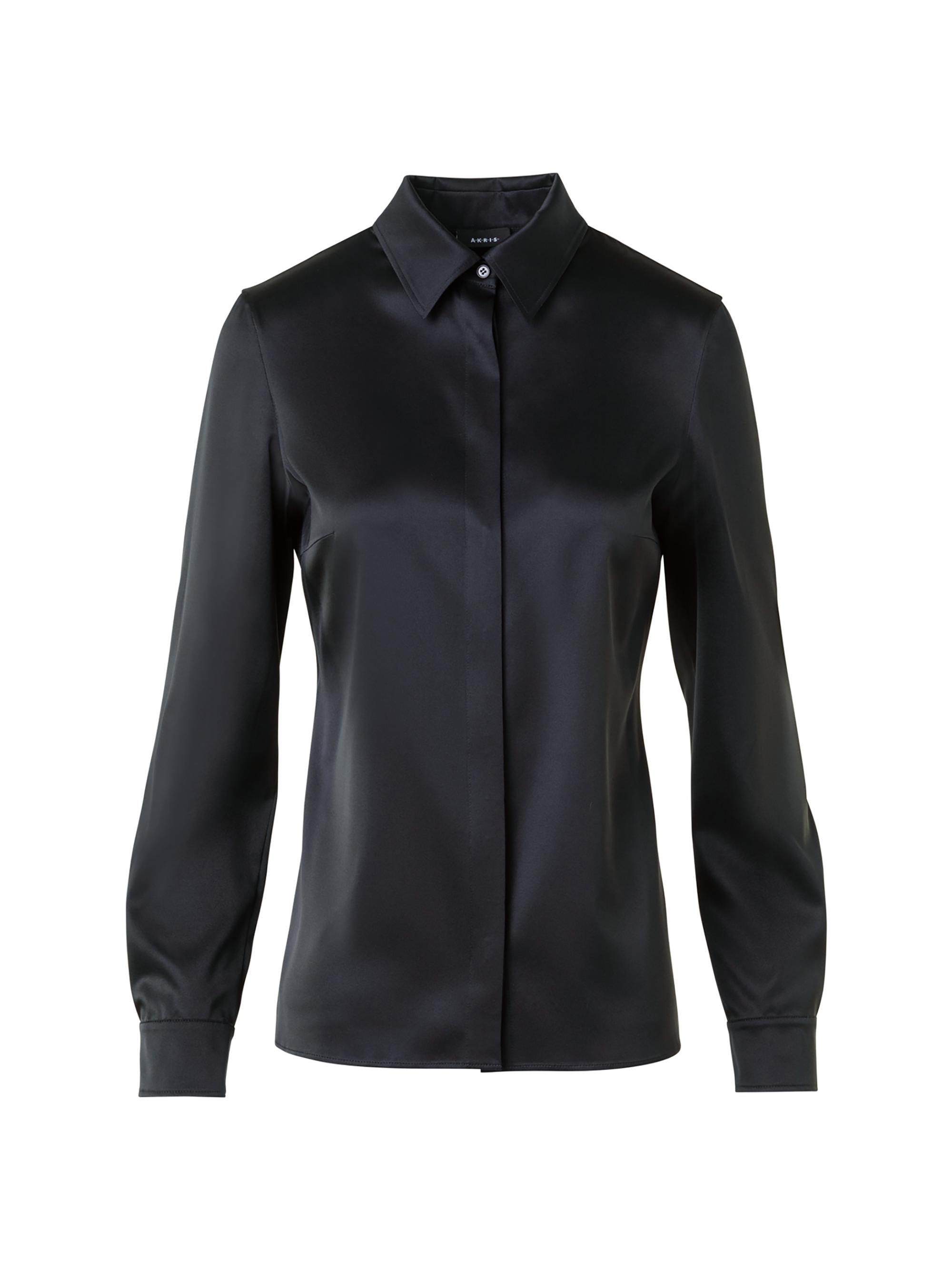 Akris Women's Fitted Stretch Silk Shirt - Black