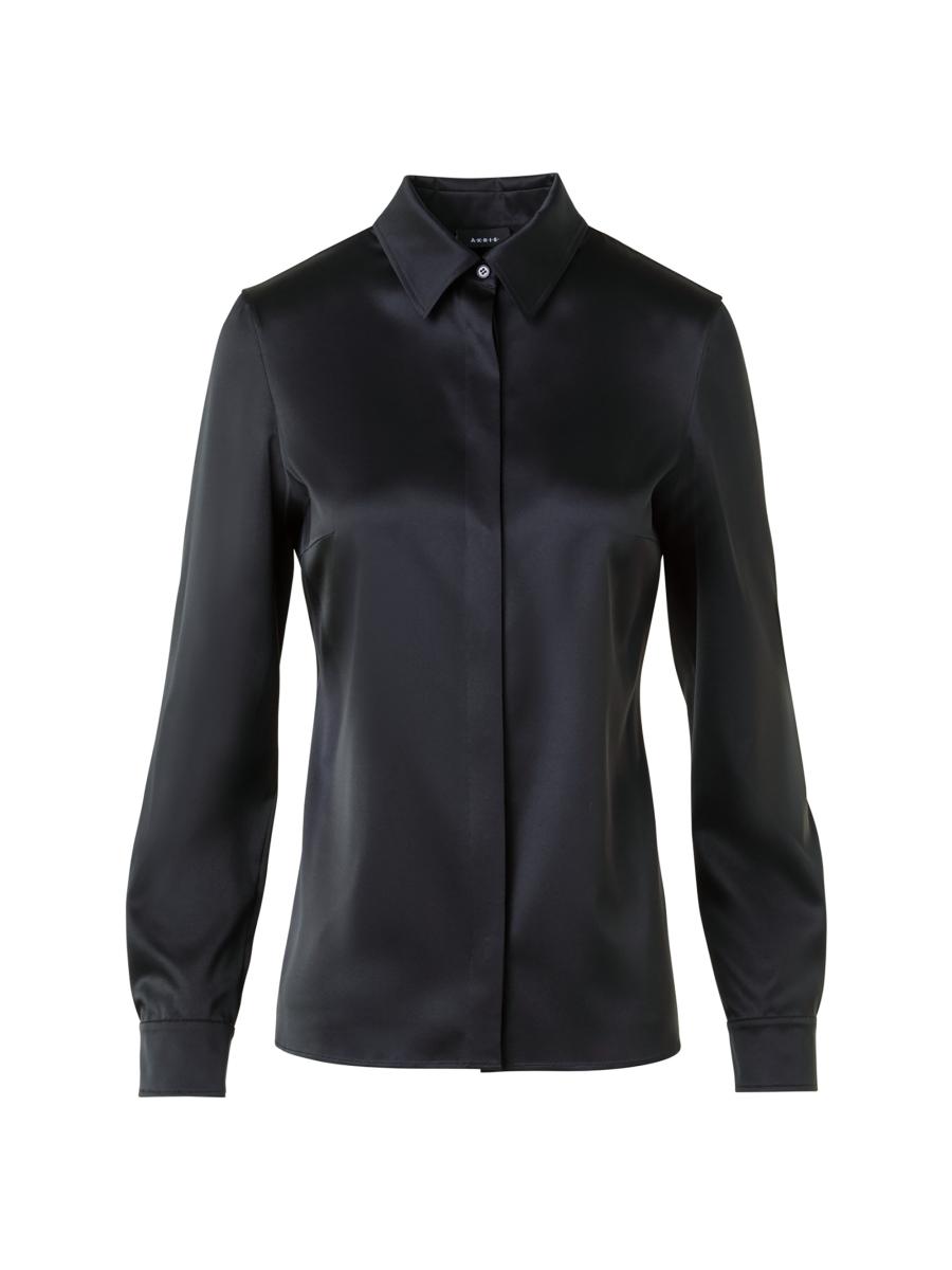 Akris Women's Fitted Stretch Silk Shirt In Black