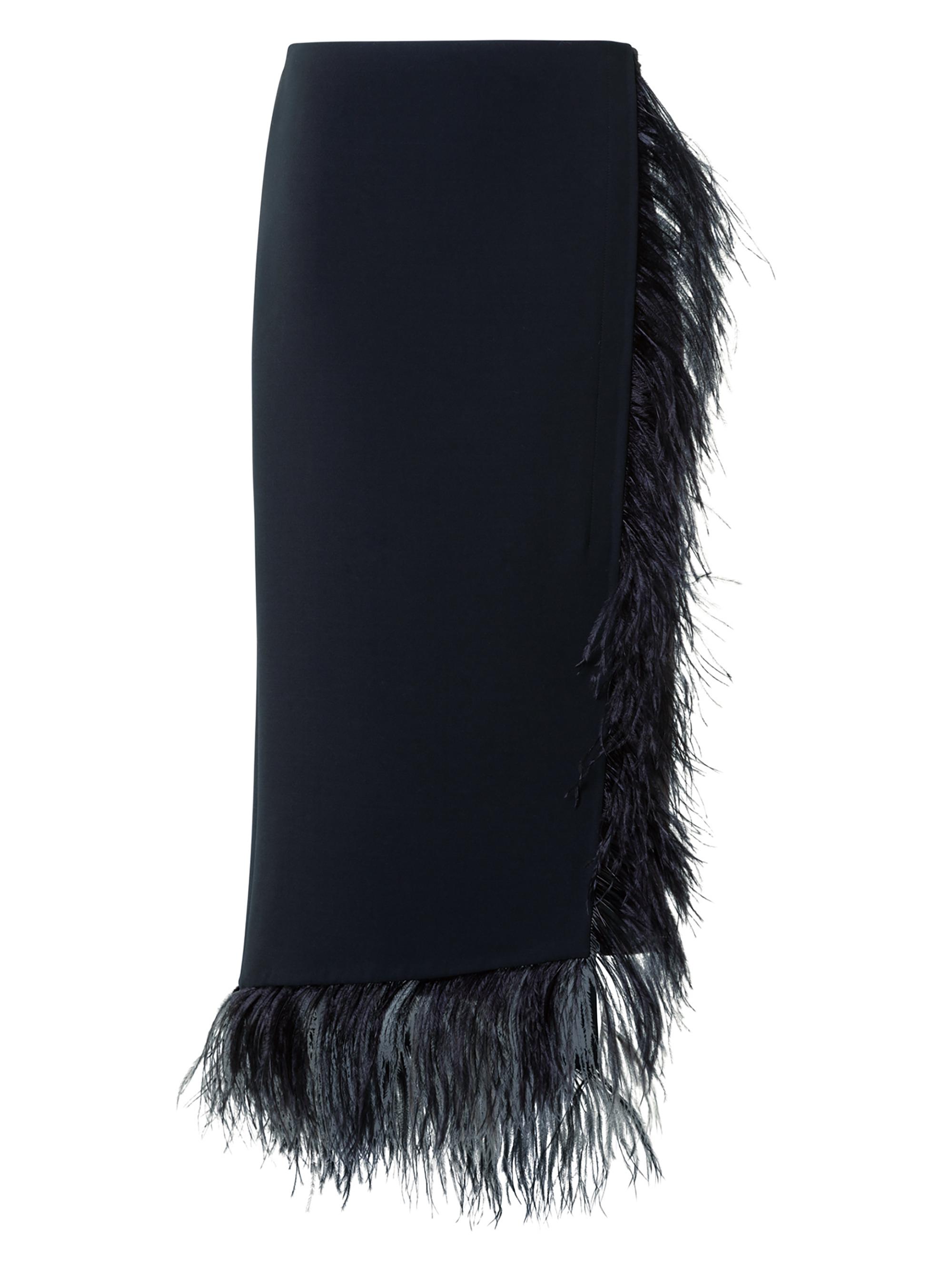 Akris Women's Asymmetric Feather-Trim Midi-Skirt - Black