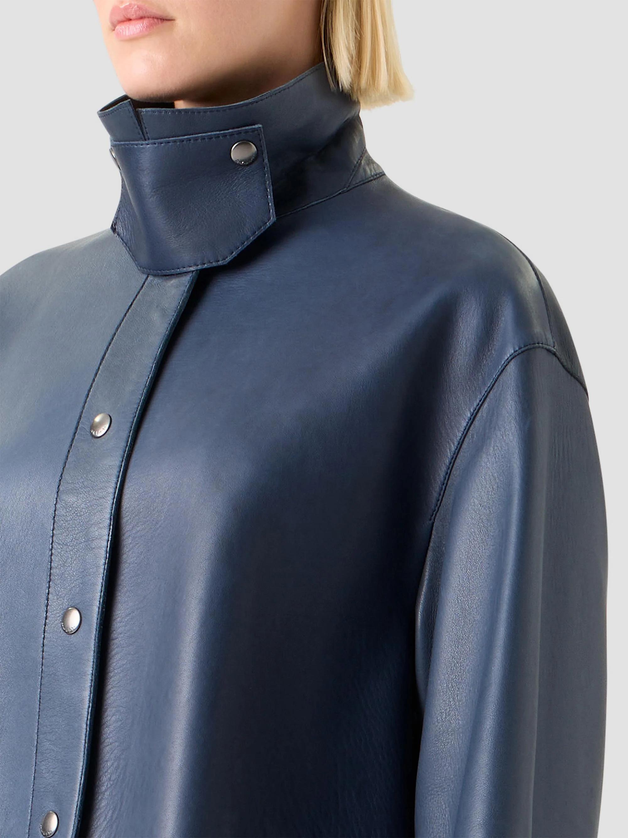 Akris Dalia Leather Shacket | Saks Fifth Avenue