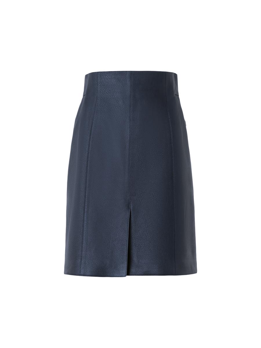 Akris Women's Leather Short Skirt In Blue