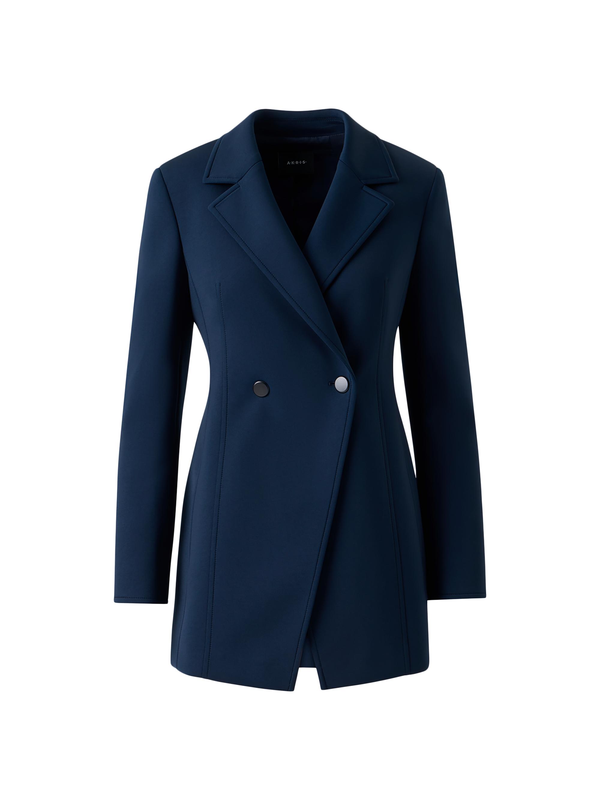 Akris Women's Duska Neoprene Double-Breasted Jacket - Denim Blue