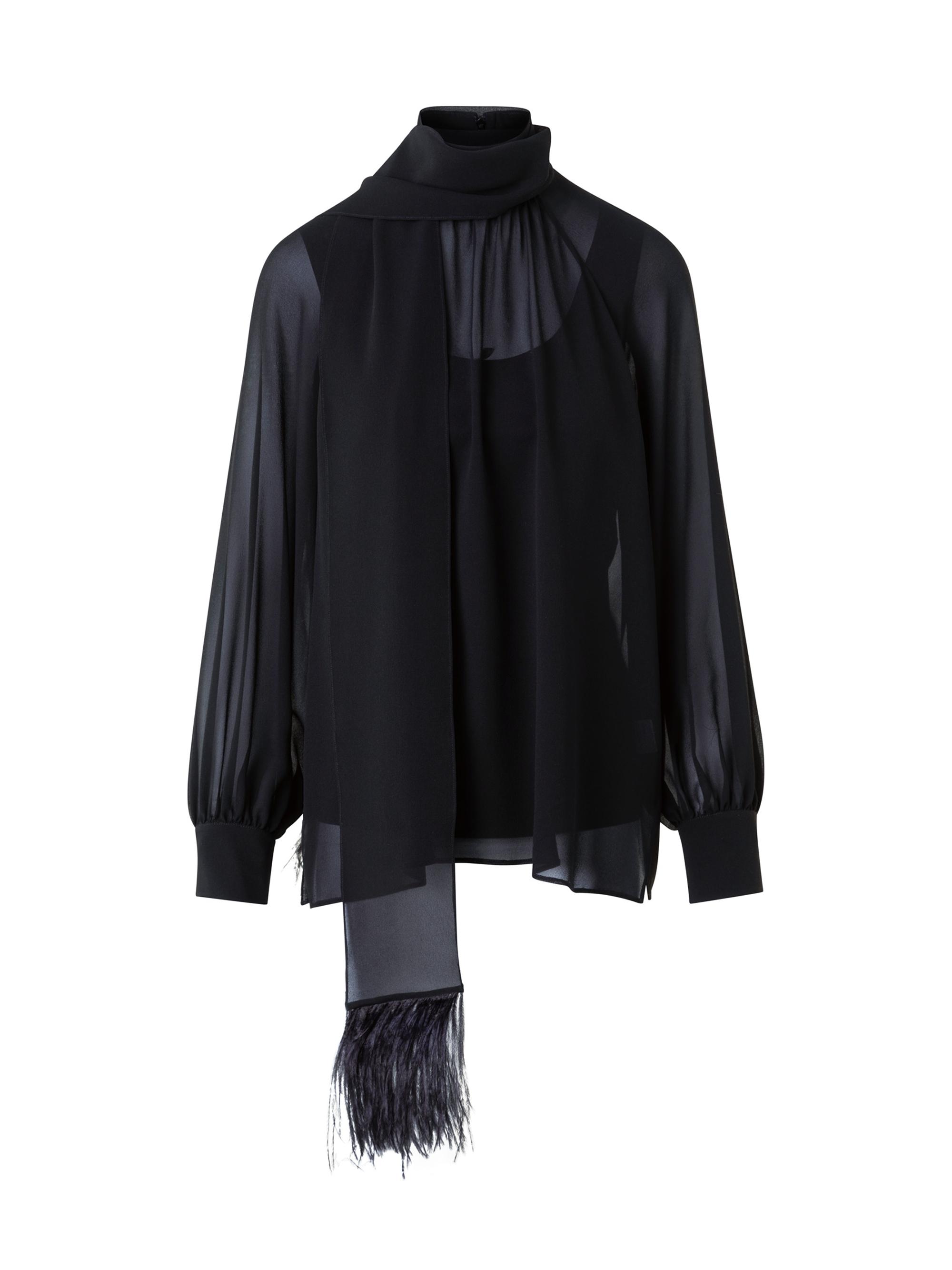Akris Women's Scarf Silk Georgette Blouse - Black