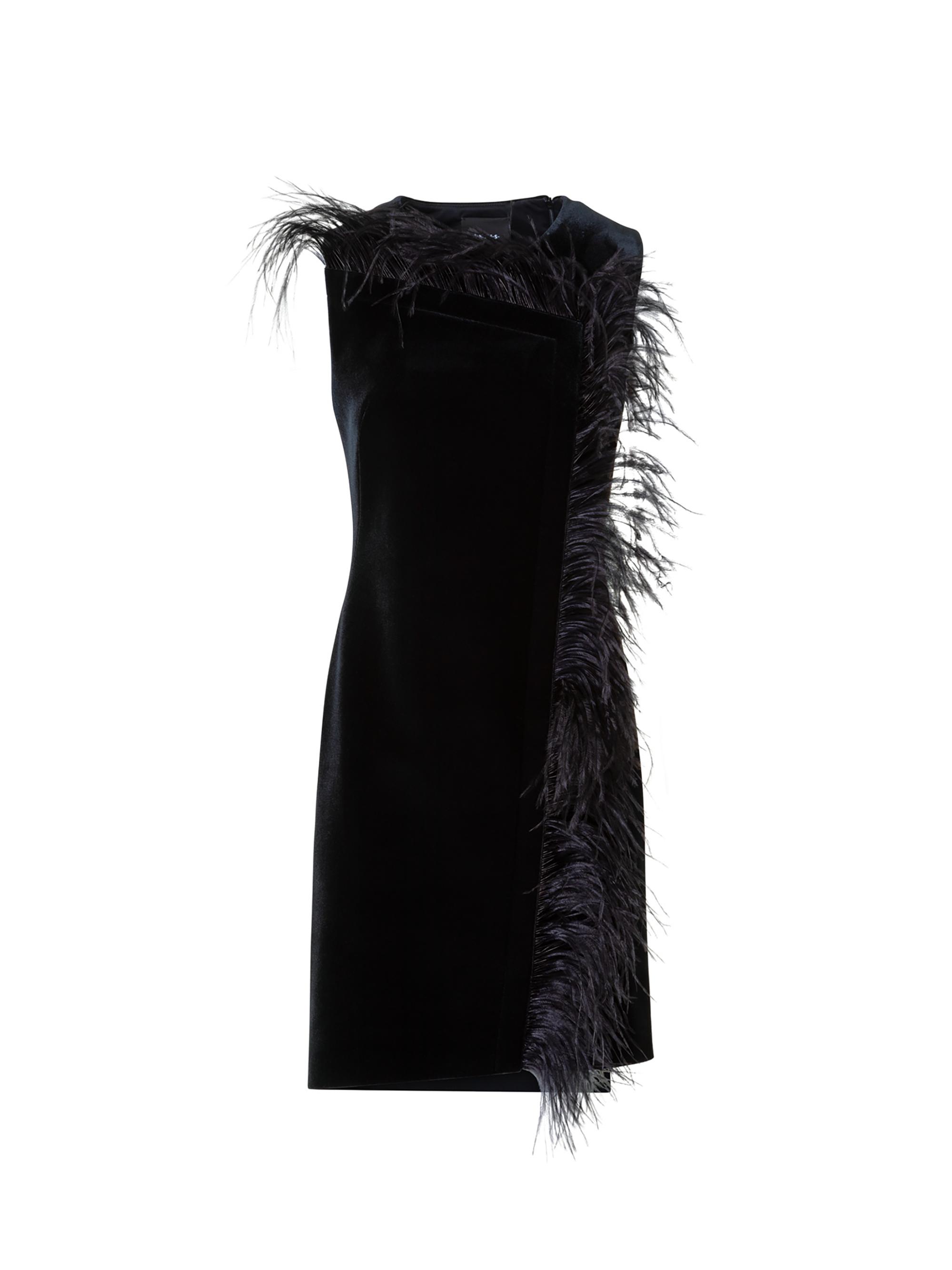 Akris Women's Feather-Trimmed Velvet Minidress - Black