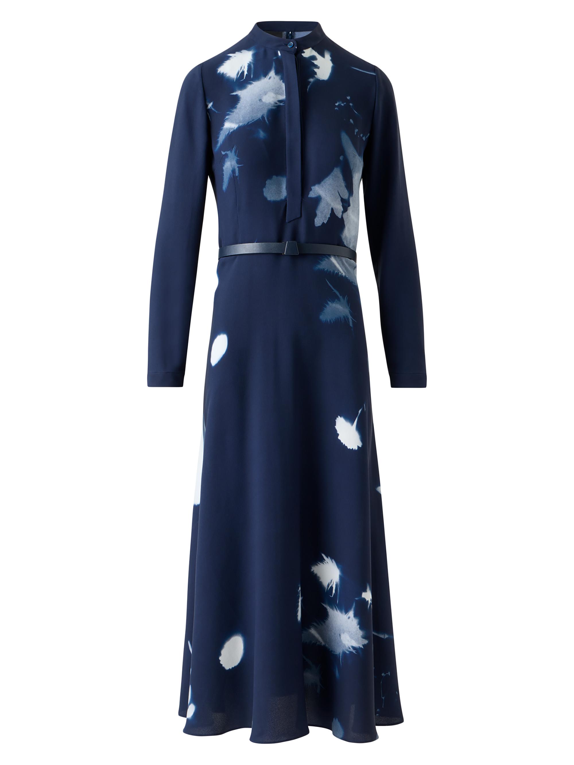 Akris Women's Abstract Silk-Wool Midi-Dress - Navy Ecru